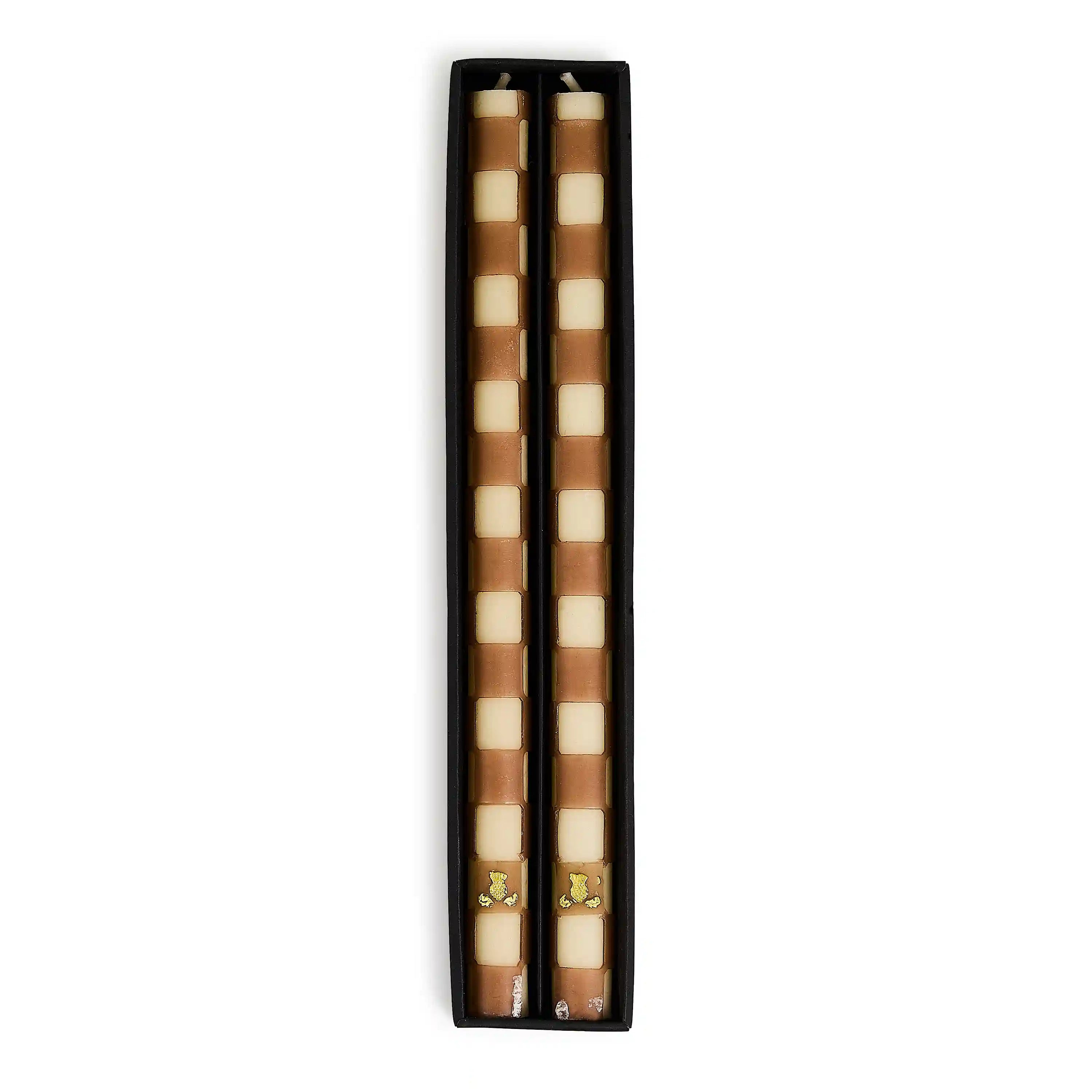 Check Black & Ivory Dinner Candles, Set of 2