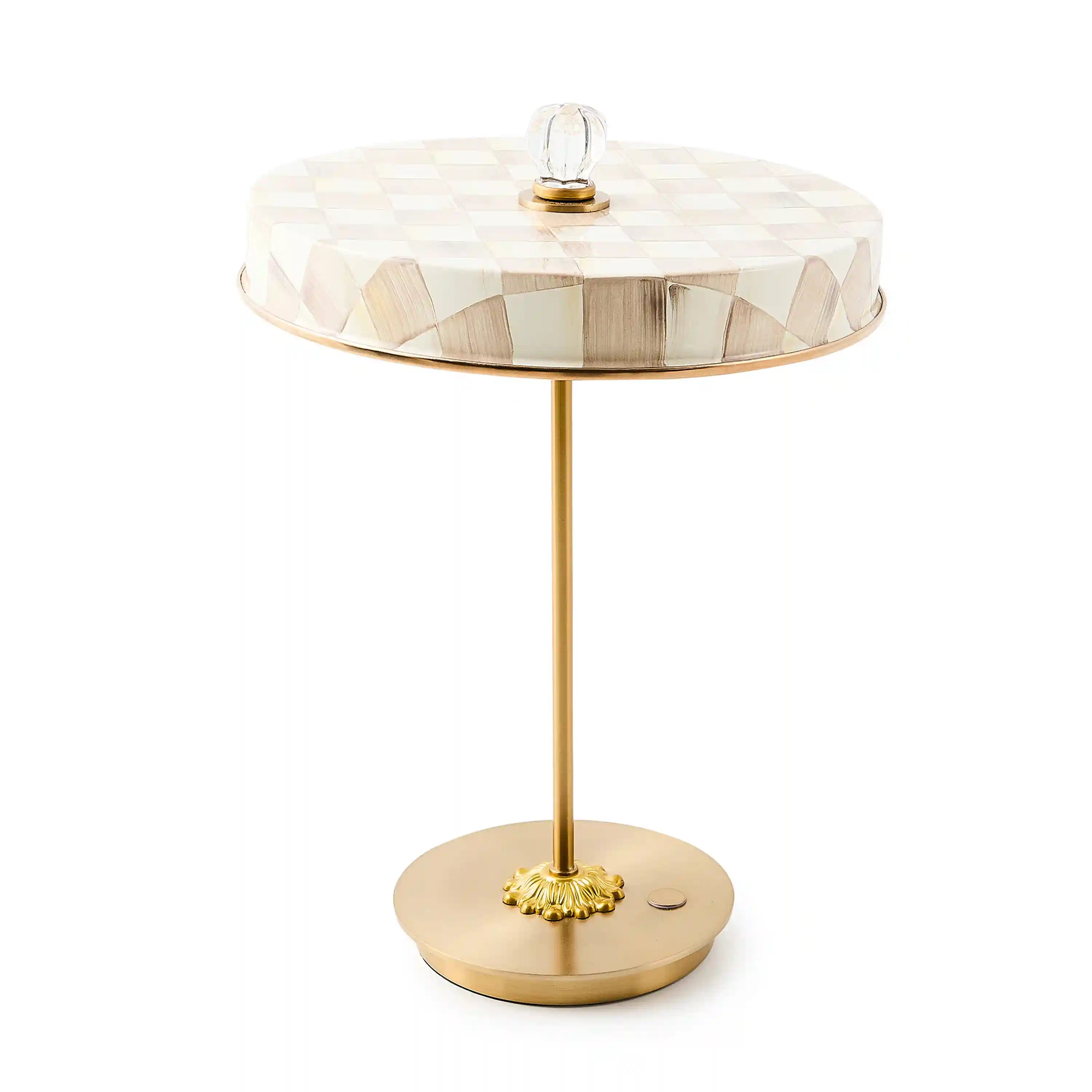 Violet Check LED Rechargeable Disk Table Lamp