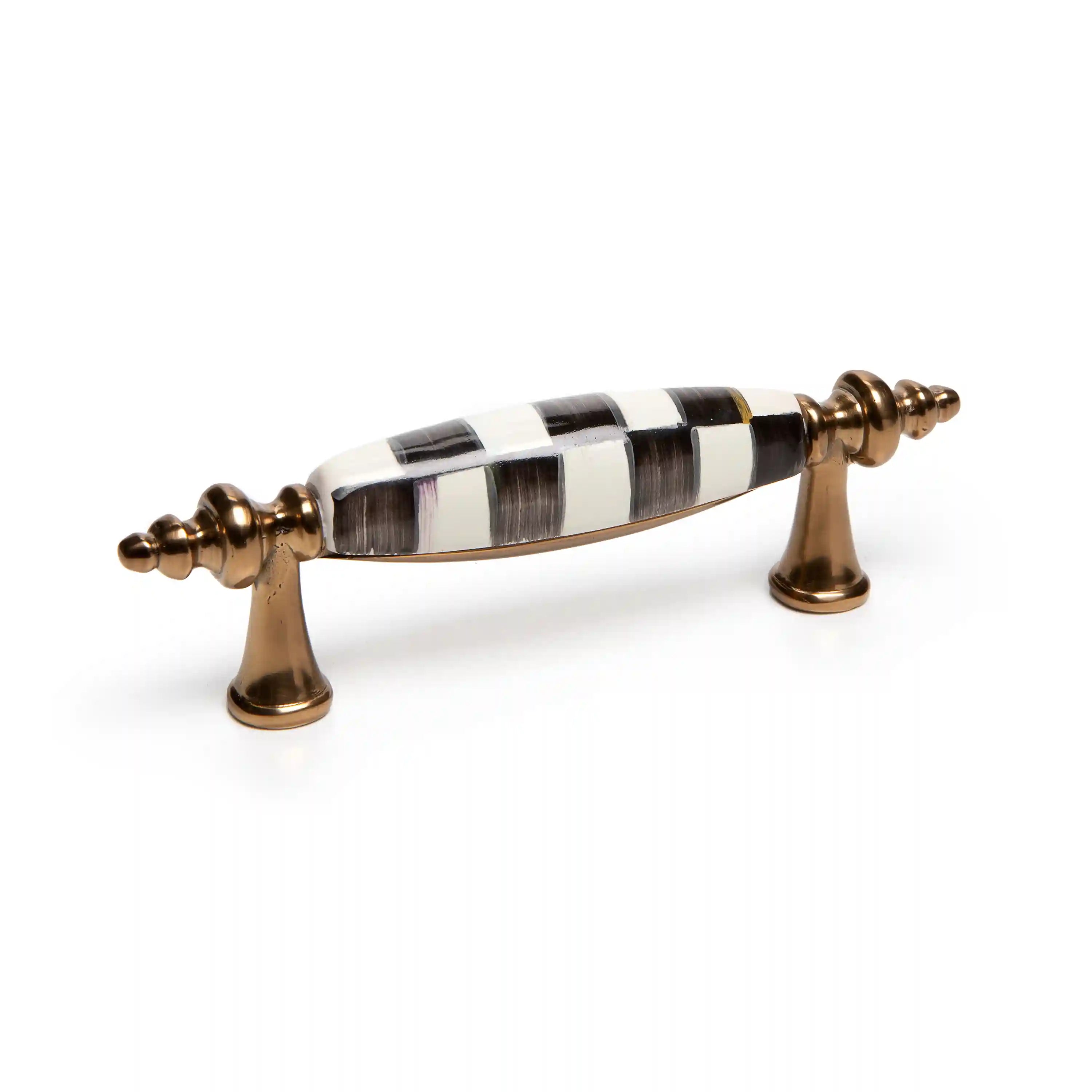 Violet Check Brass Drawer Pull