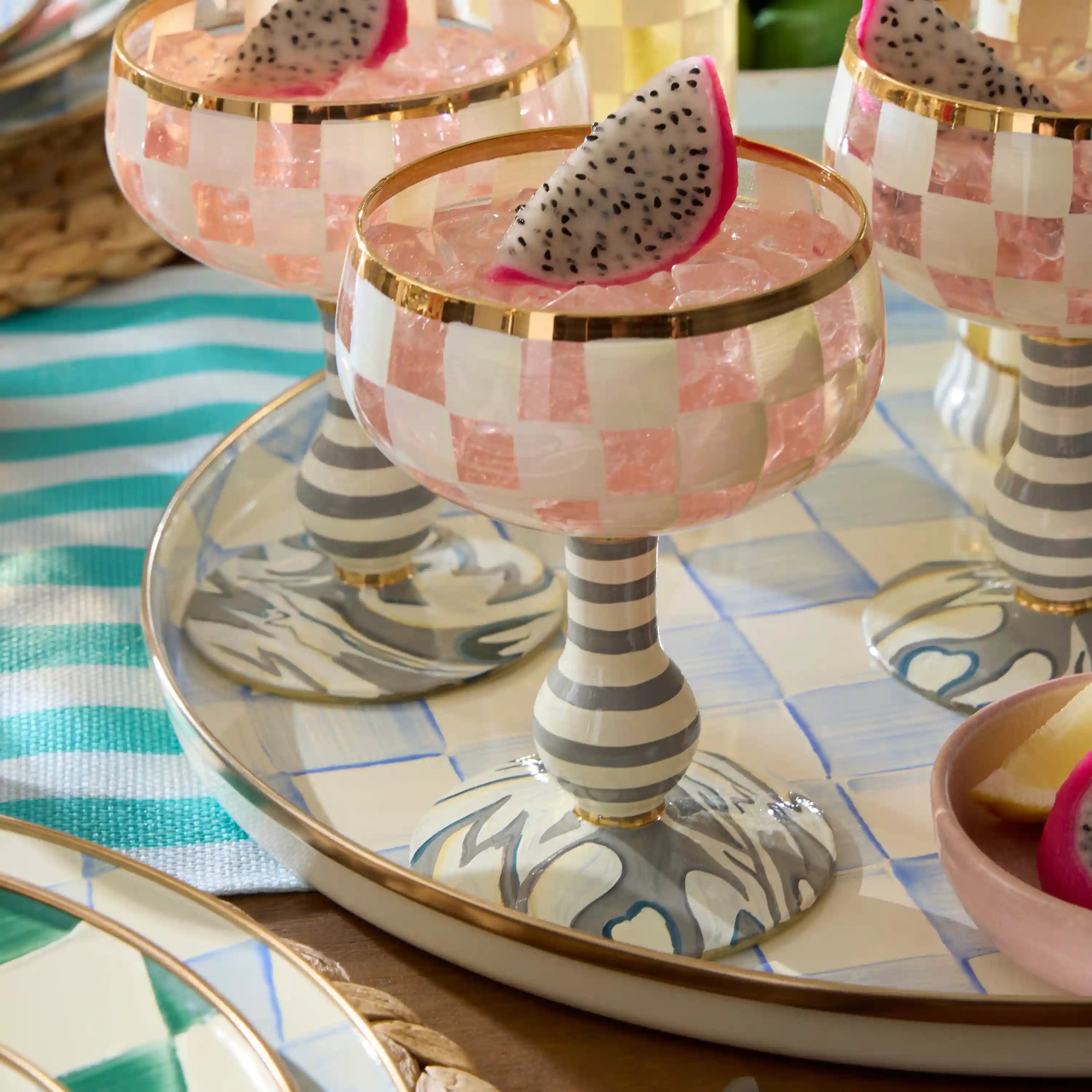 Violet Check Round Tray