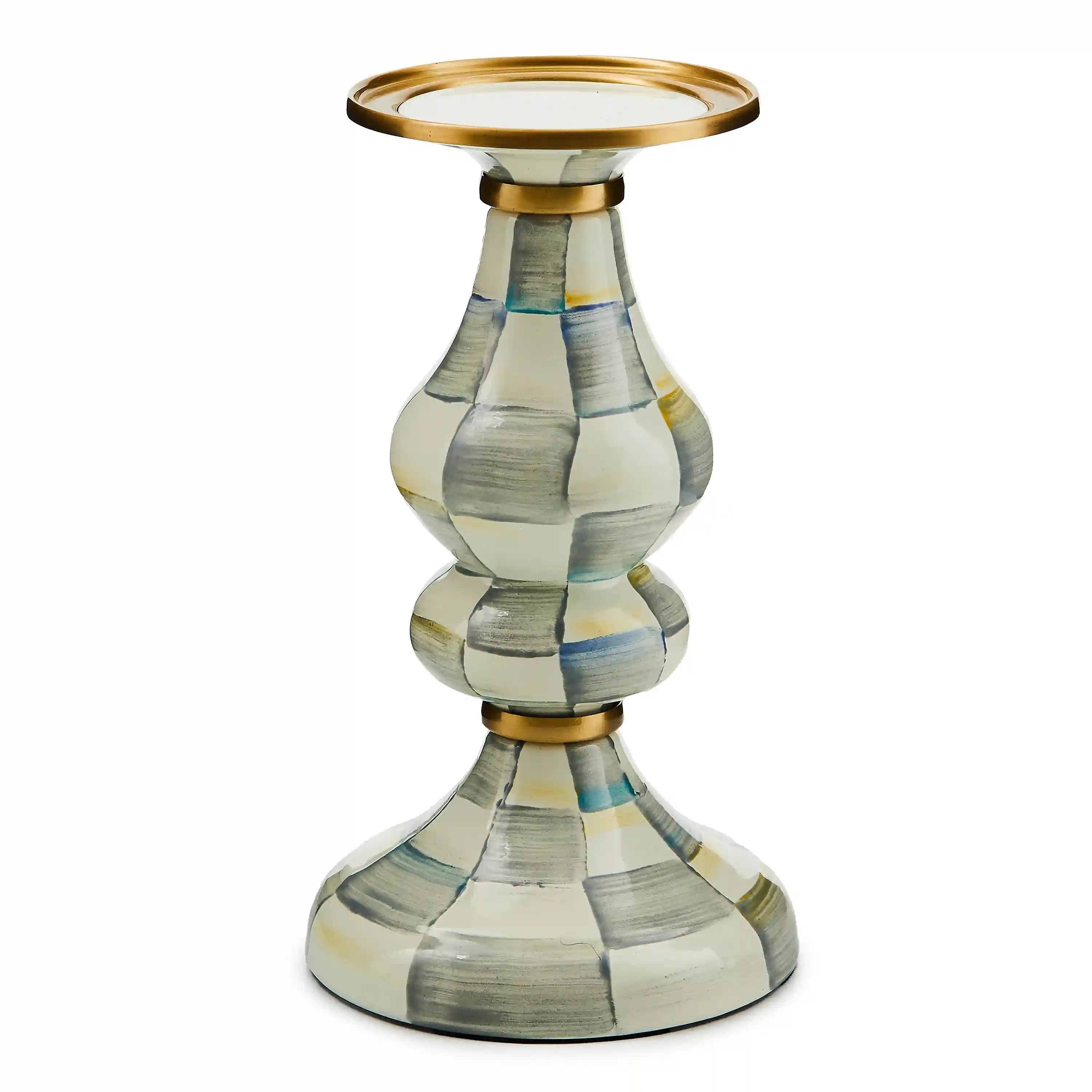 Sterling Check Large Pillar Candlestick