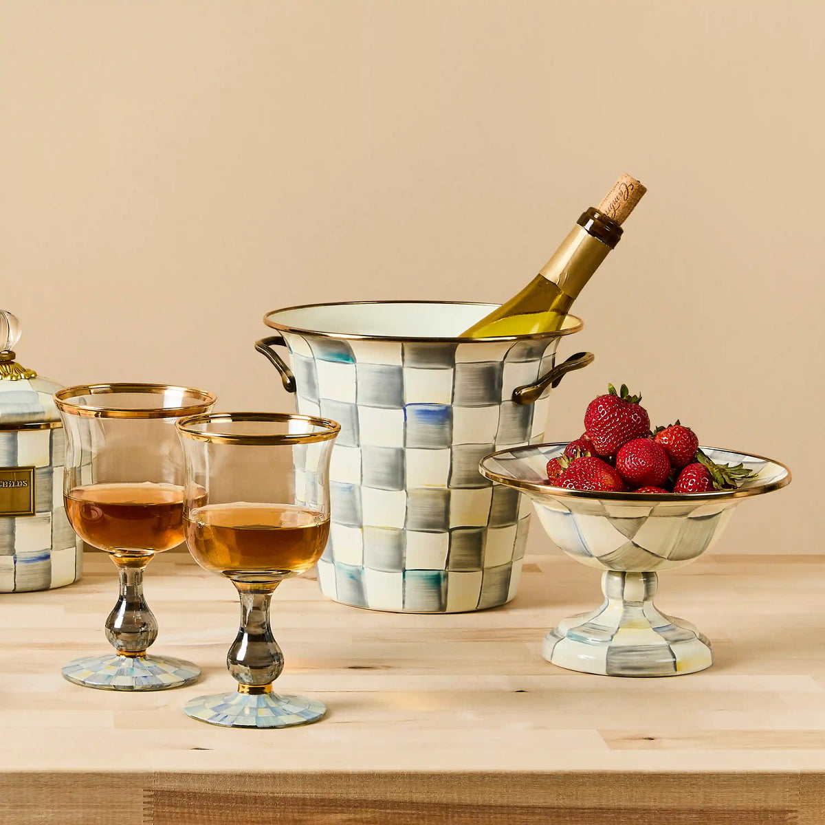 Mocha Check Wine Cooler
