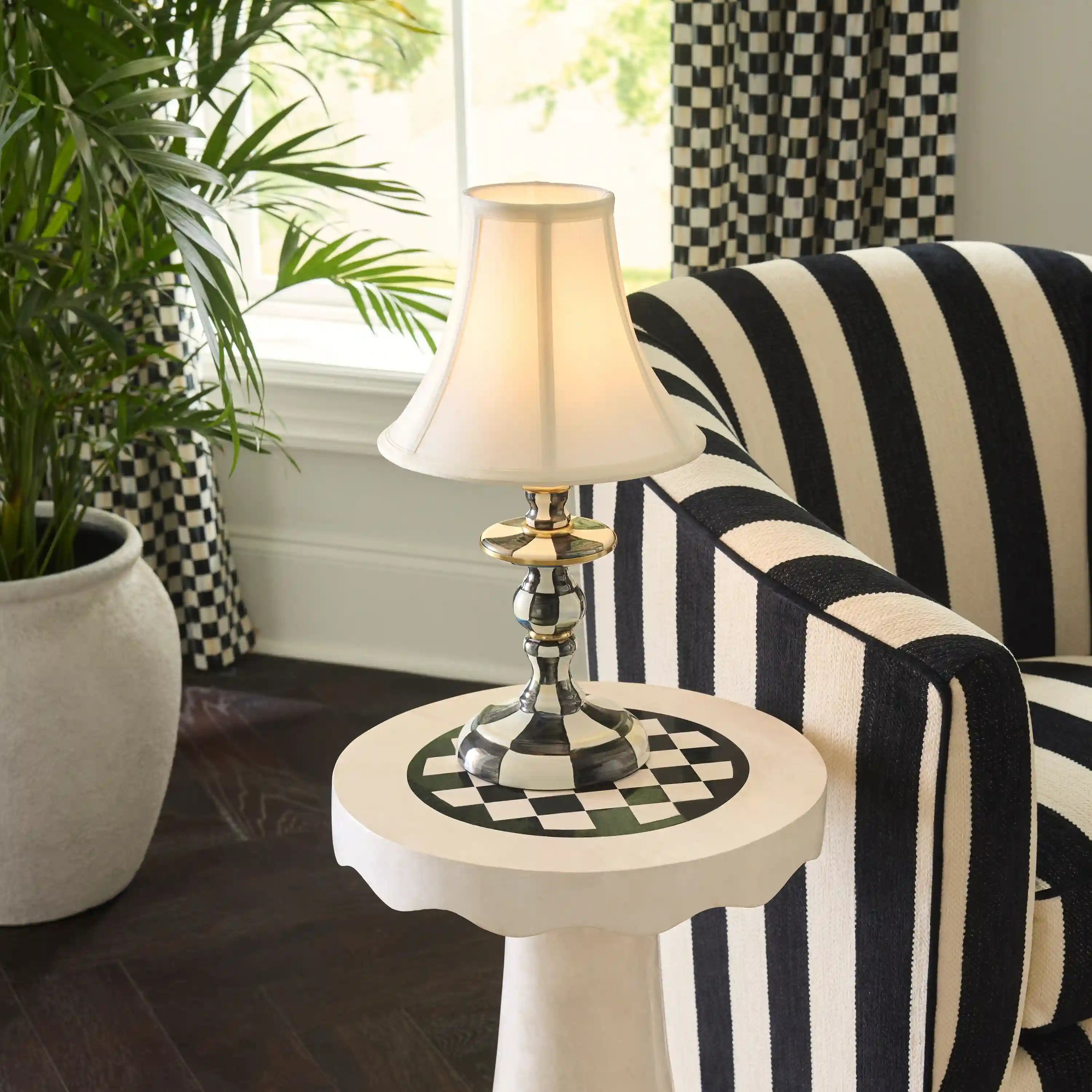 Violet Check Candlestick Lamp