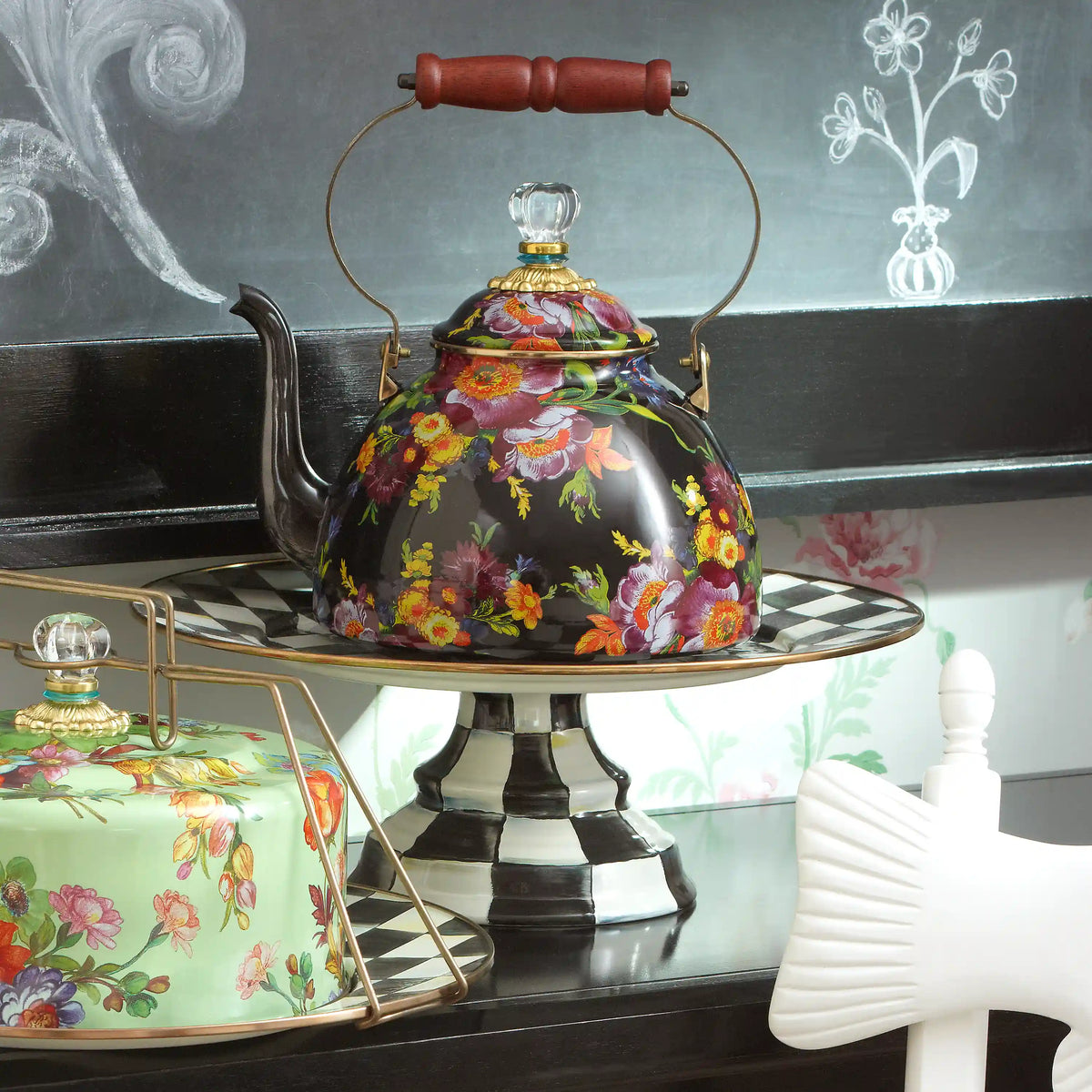 Sky Check Small Pedestal Platter