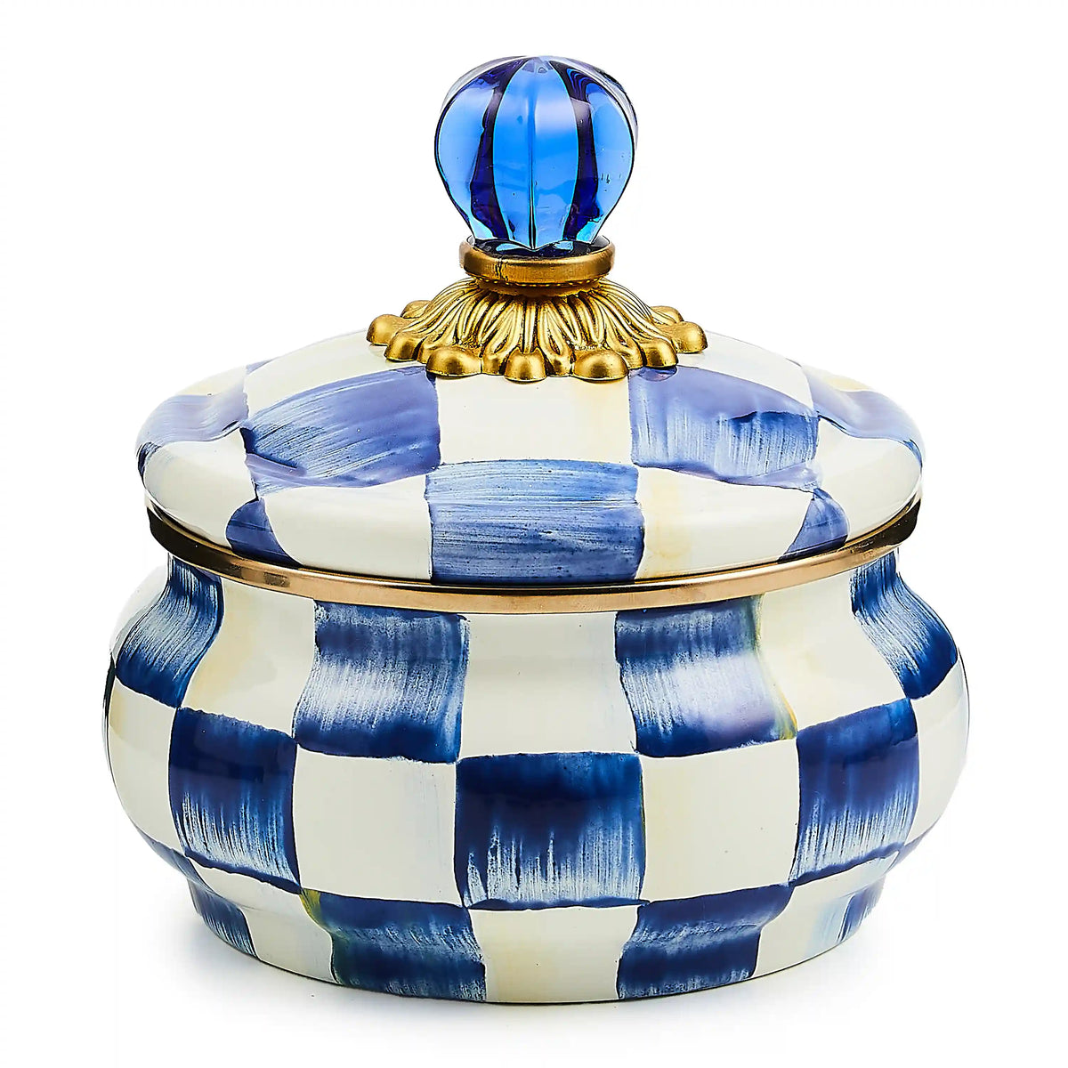 Violet Check Squashed Pot