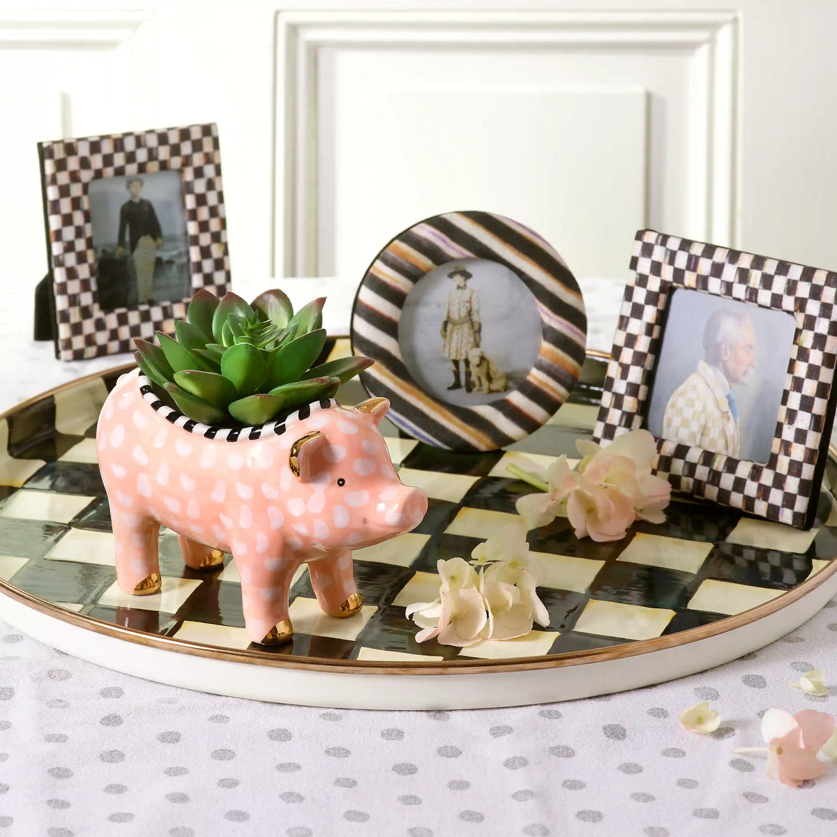 Emerald Check Round Tray