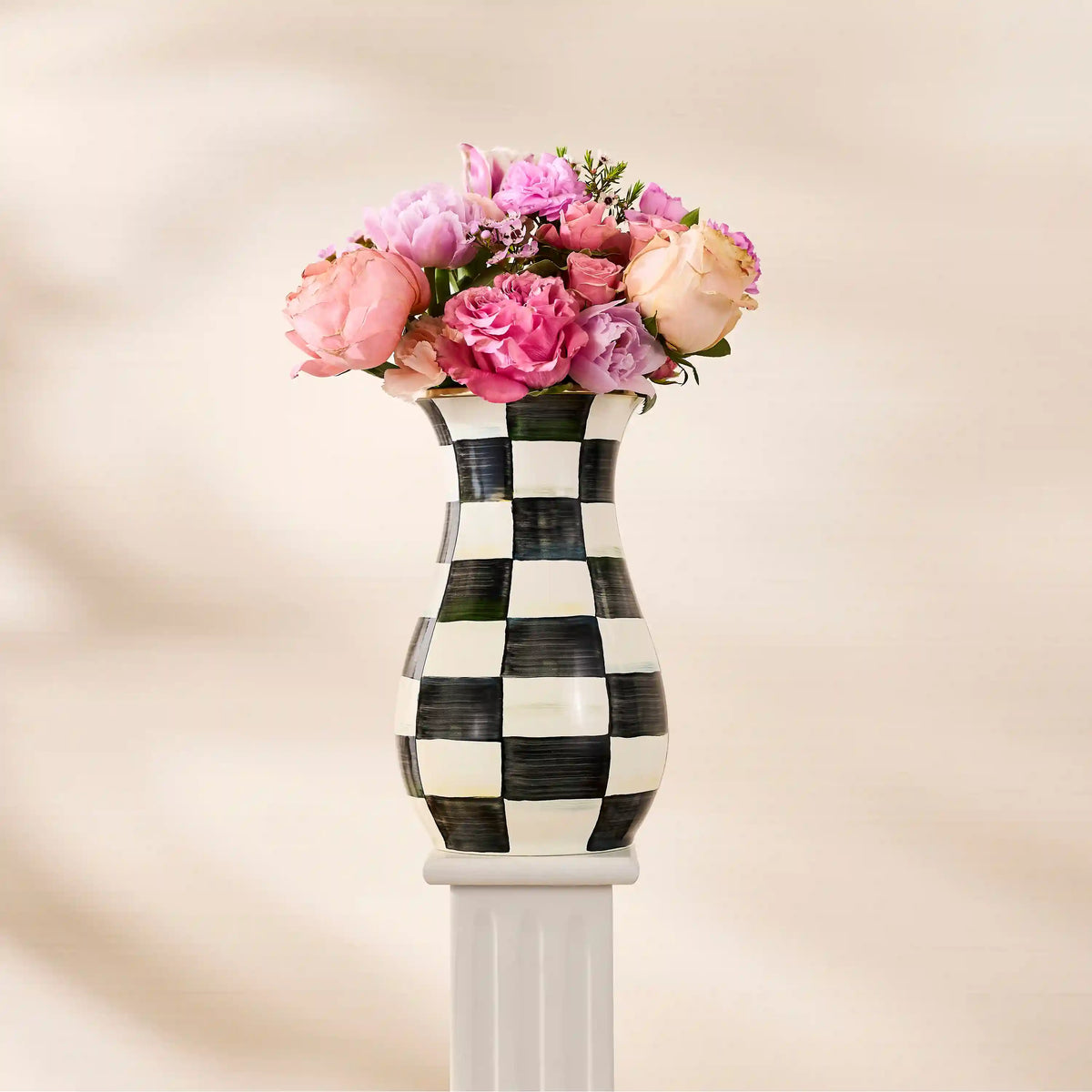 Mocha Check Tall Vase