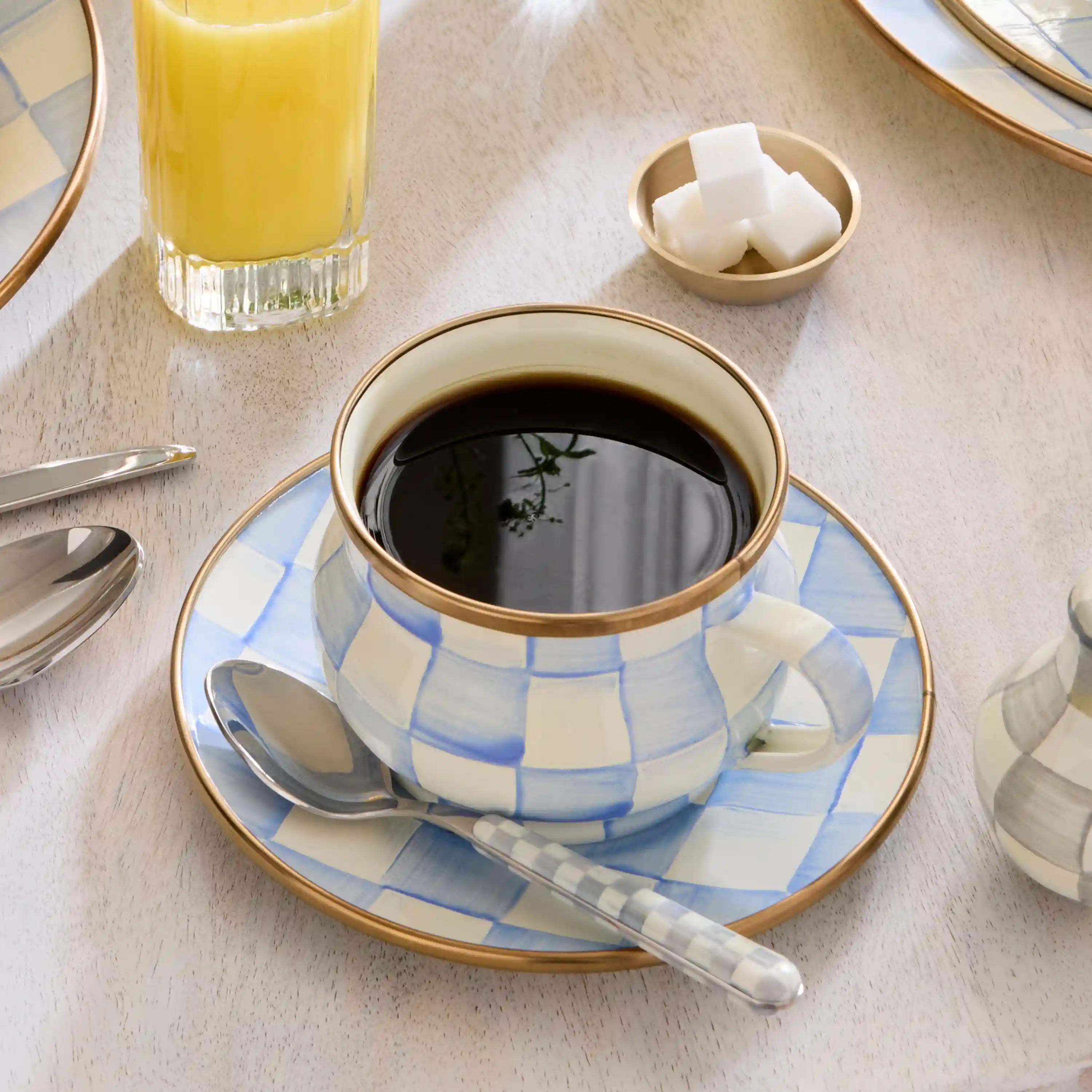 Mocha Check Saucer