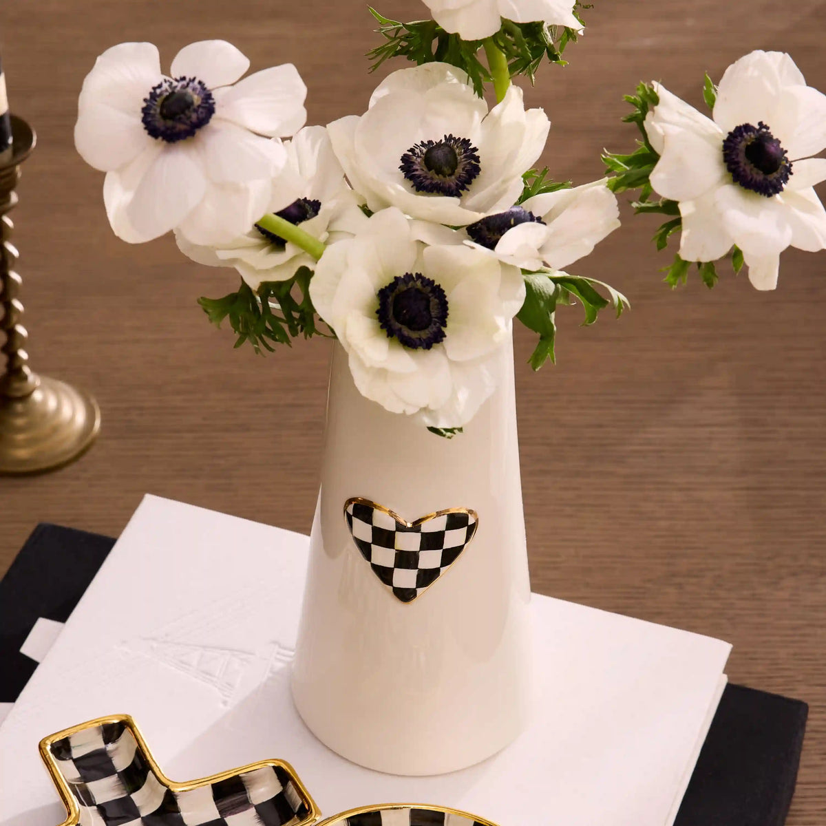 Rosy Check Heart Bud Vase