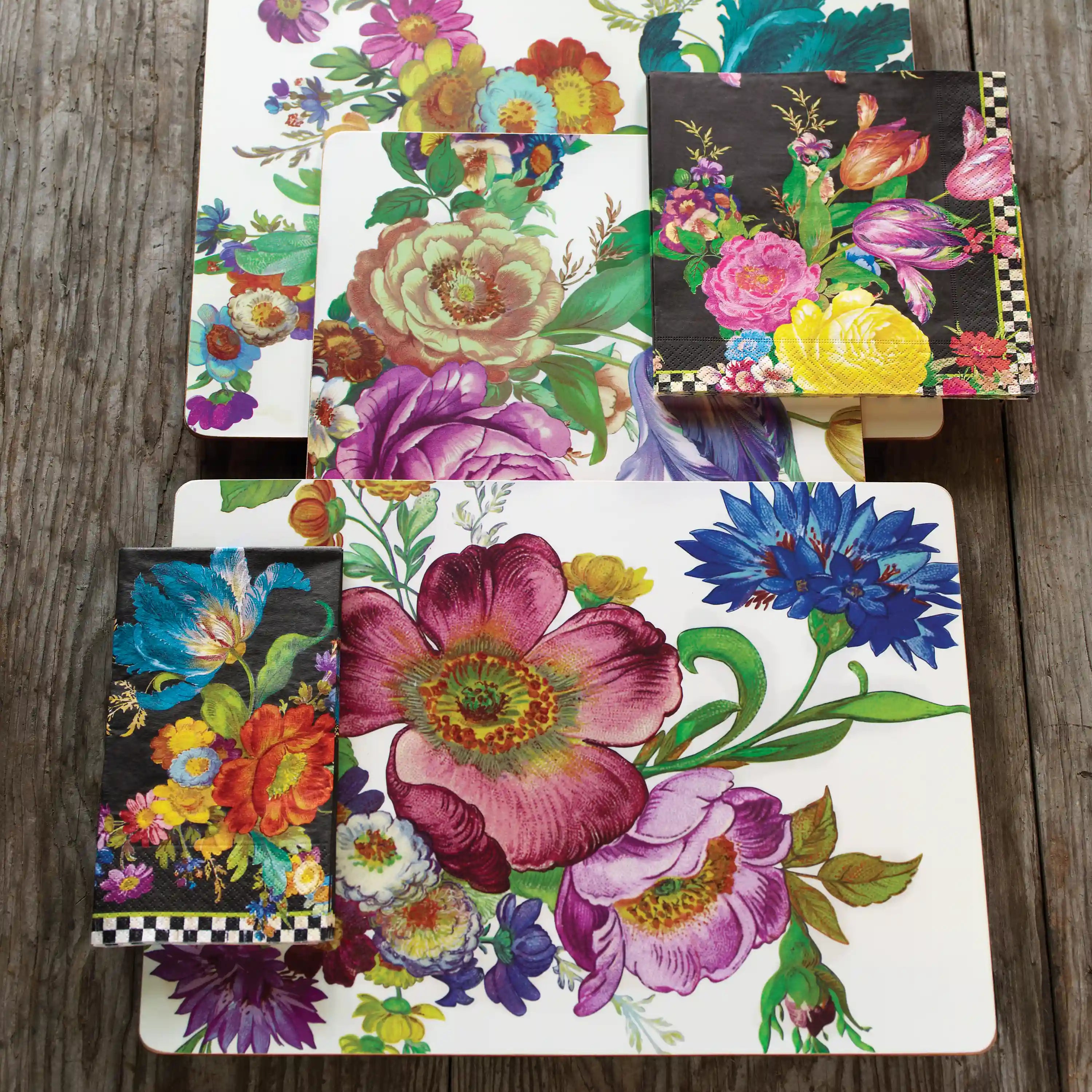 Courtly Flower Market Cork Back Placemats, Set of 4