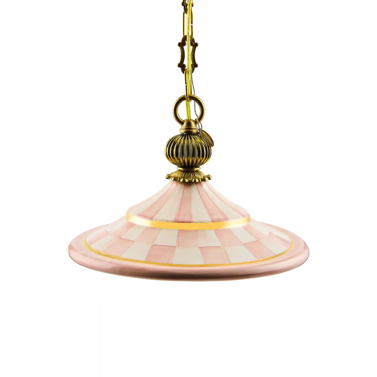 Mocha Check Flared Ceramic Pendant Lamp