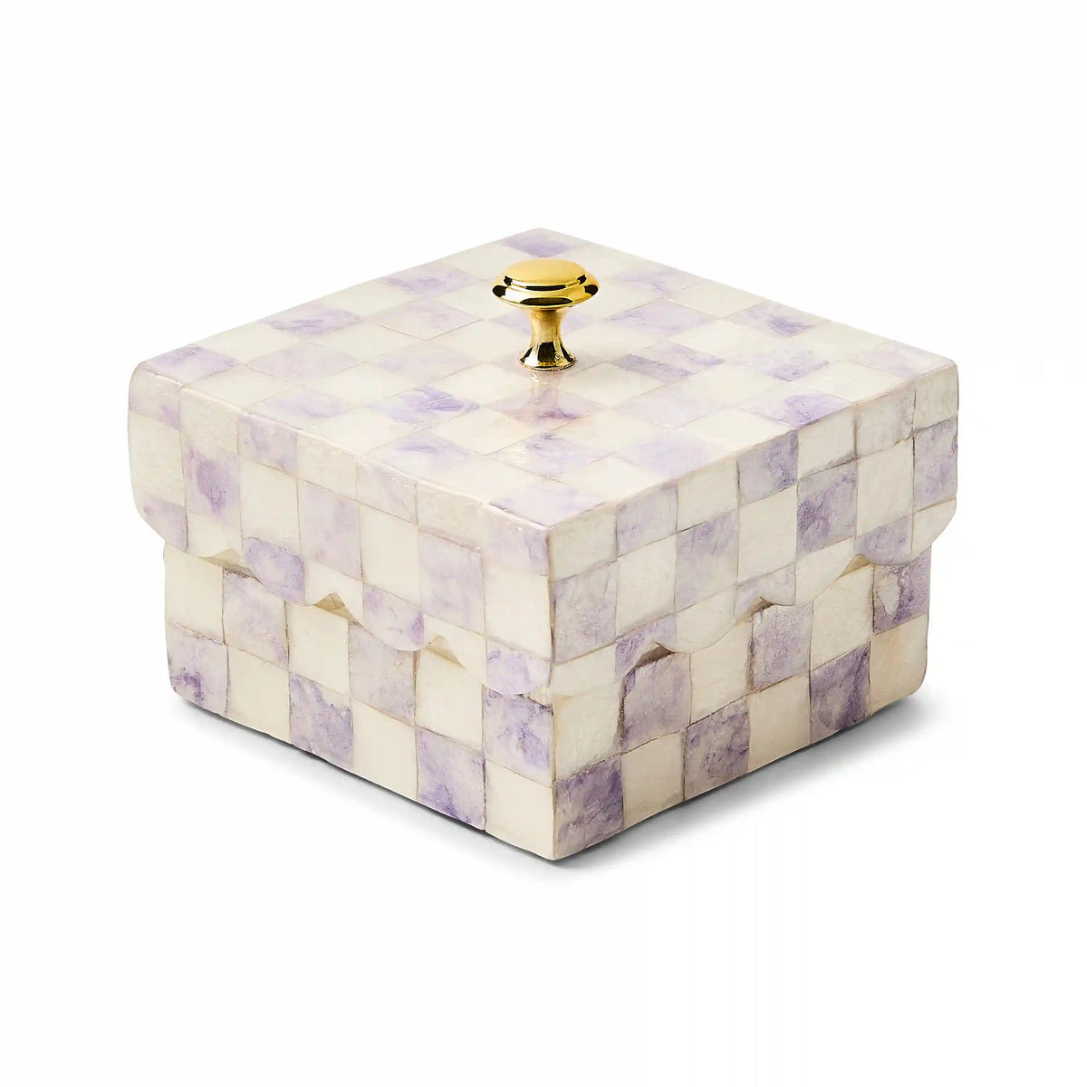 Violet Check Capiz Scalloped Box
