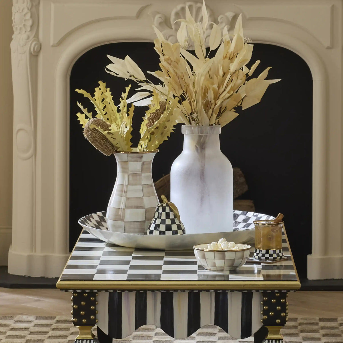 Violet Check Decorative Capiz Bowl