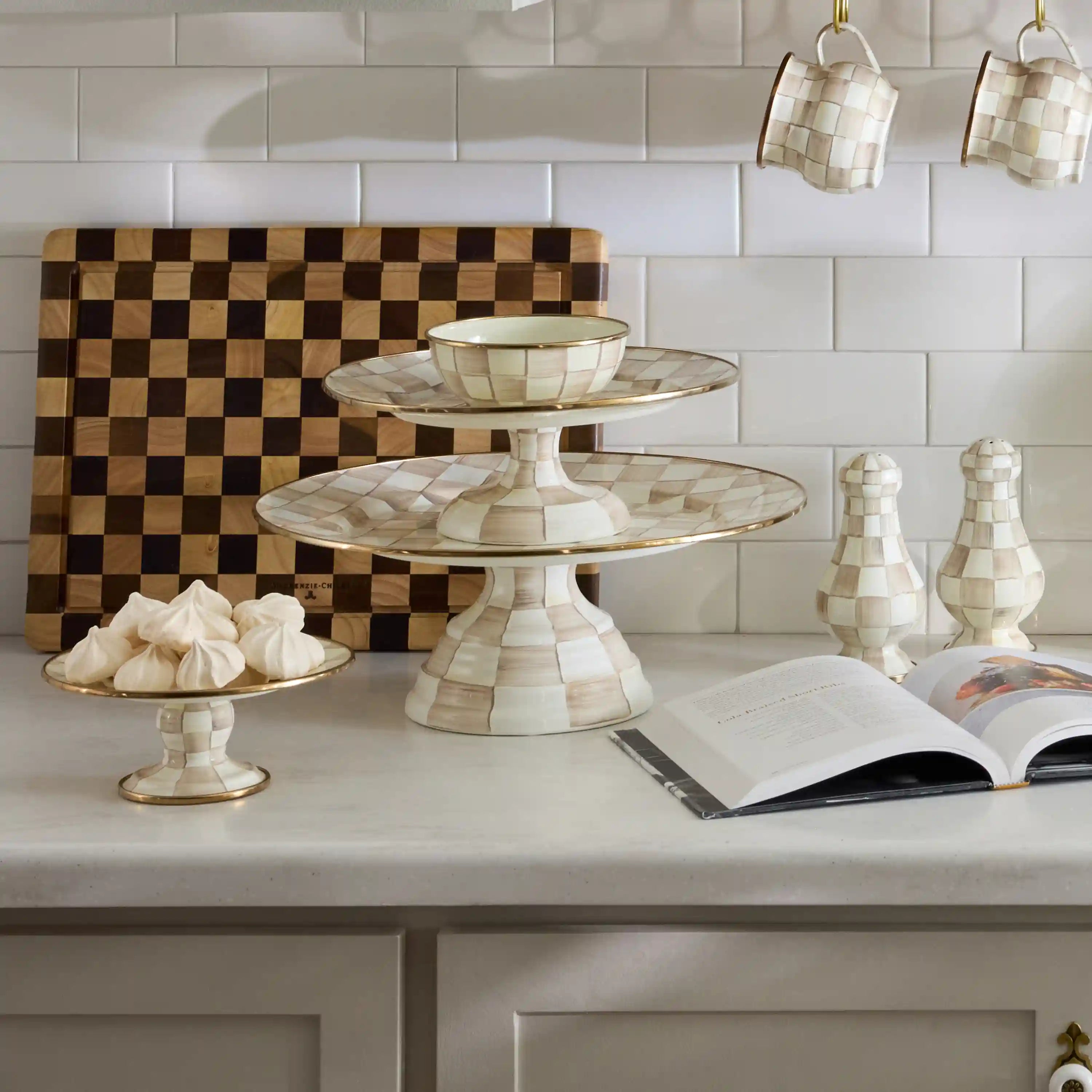 Sky Check Mini Pedestal Platter
