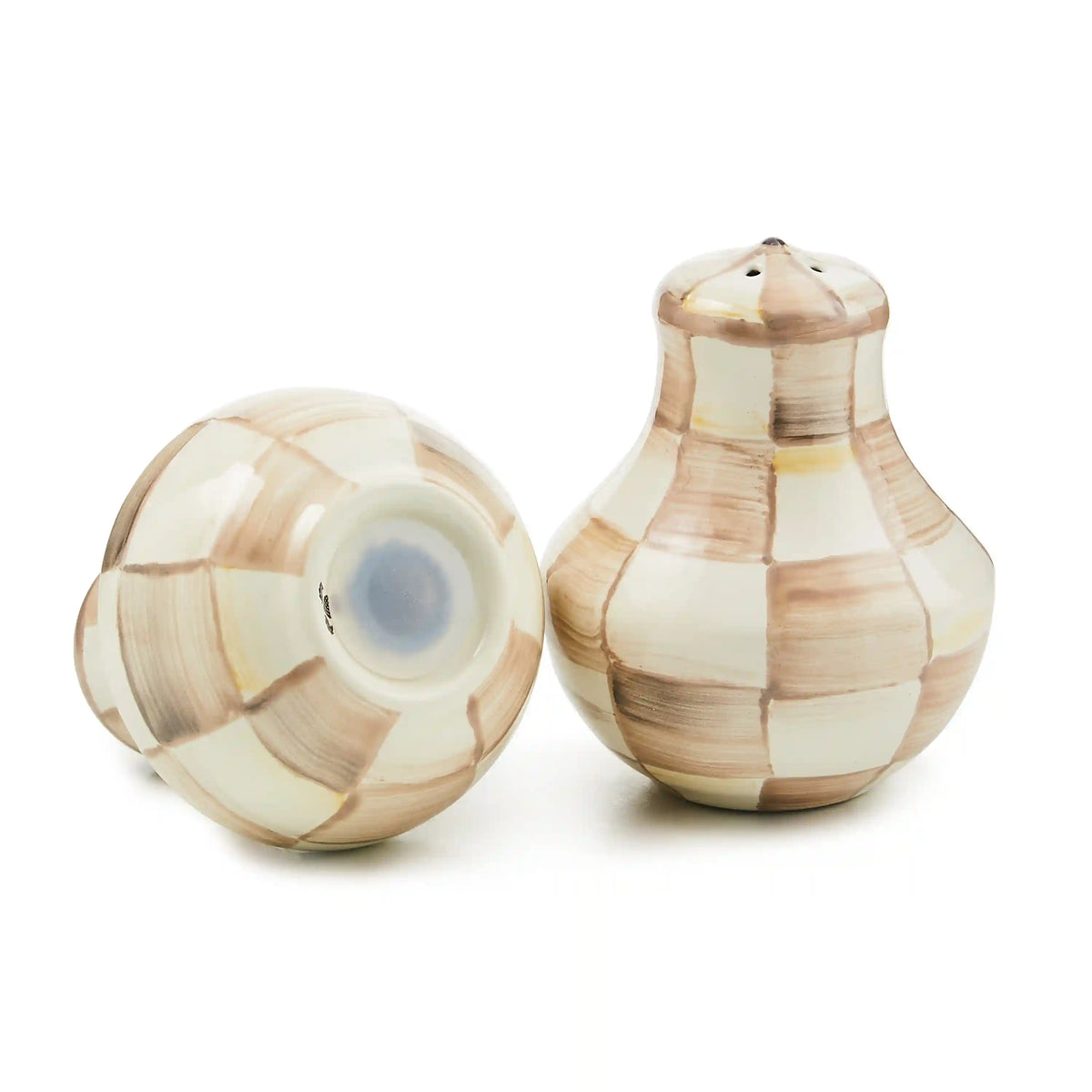 Violet Check Salt & Pepper Shakers