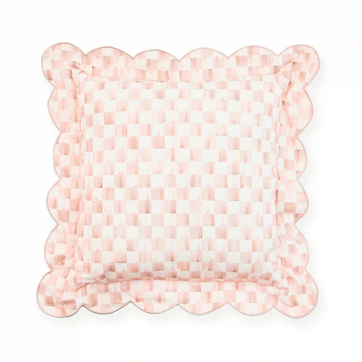 Mocha Check Reversible Scalloped Lumbar Throw Pillow