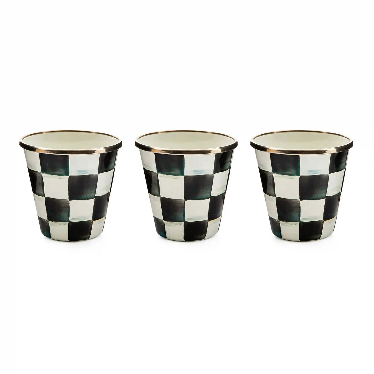 Mocha Check Herb Pots, Set of 3