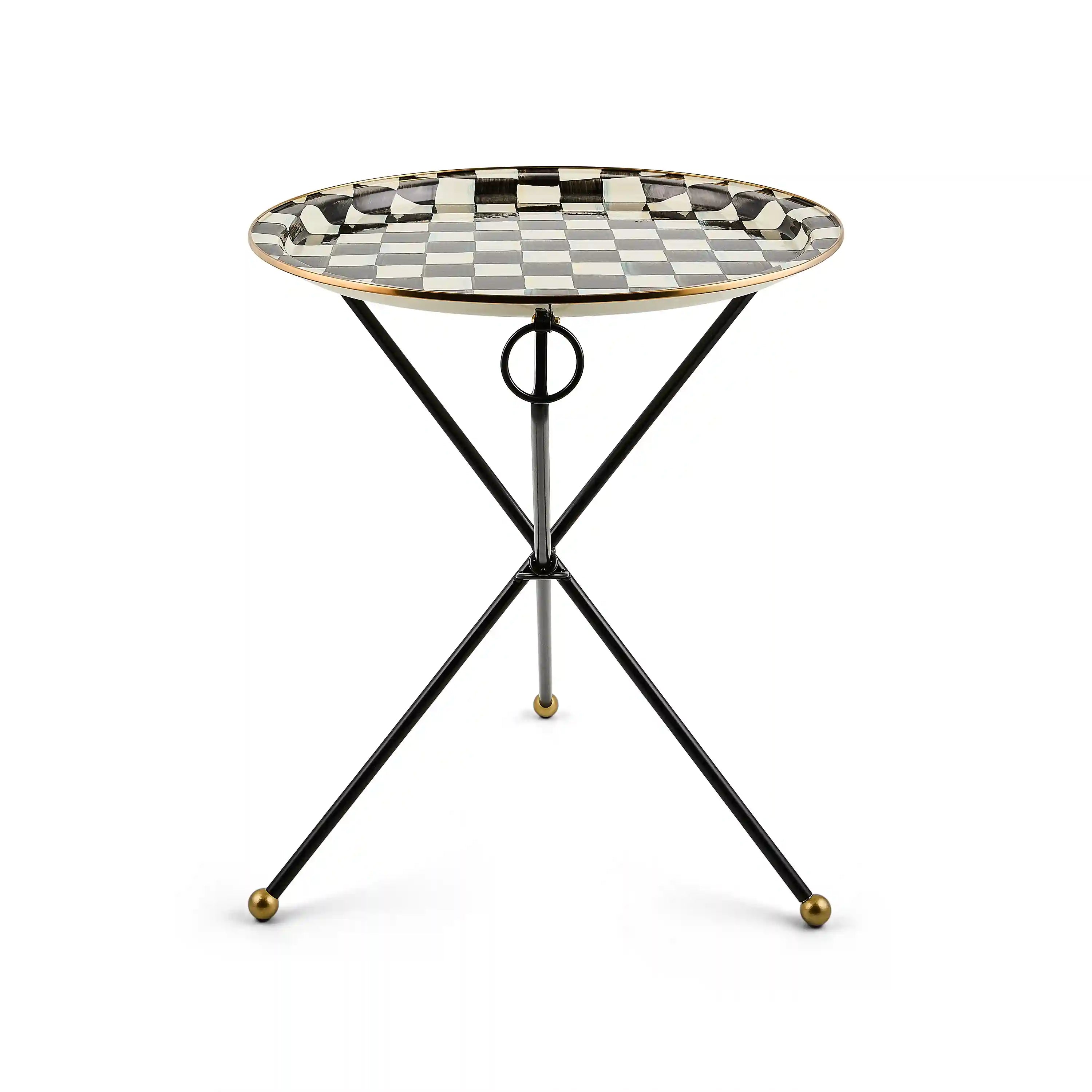 Sterling Check Enamel Tilt Accent Table