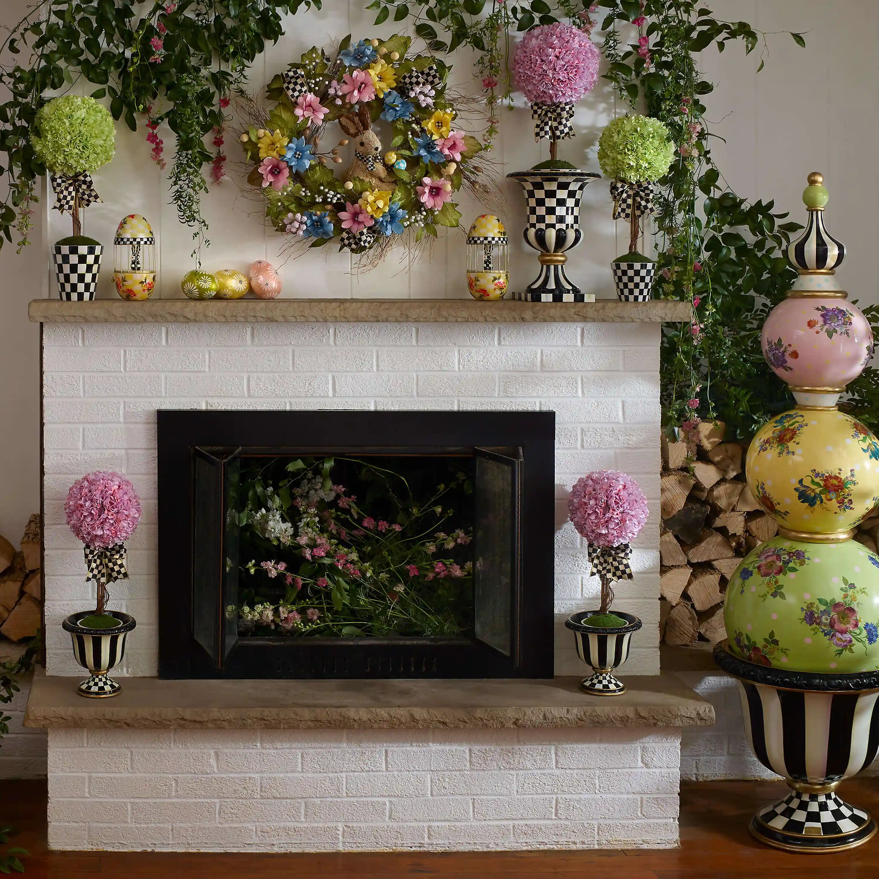 Violet Check Tabletop Pedestal Urn