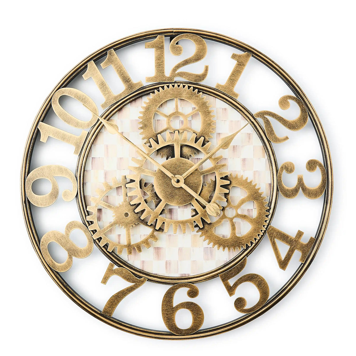 Mocha Check Small Farmhouse Wall Clock