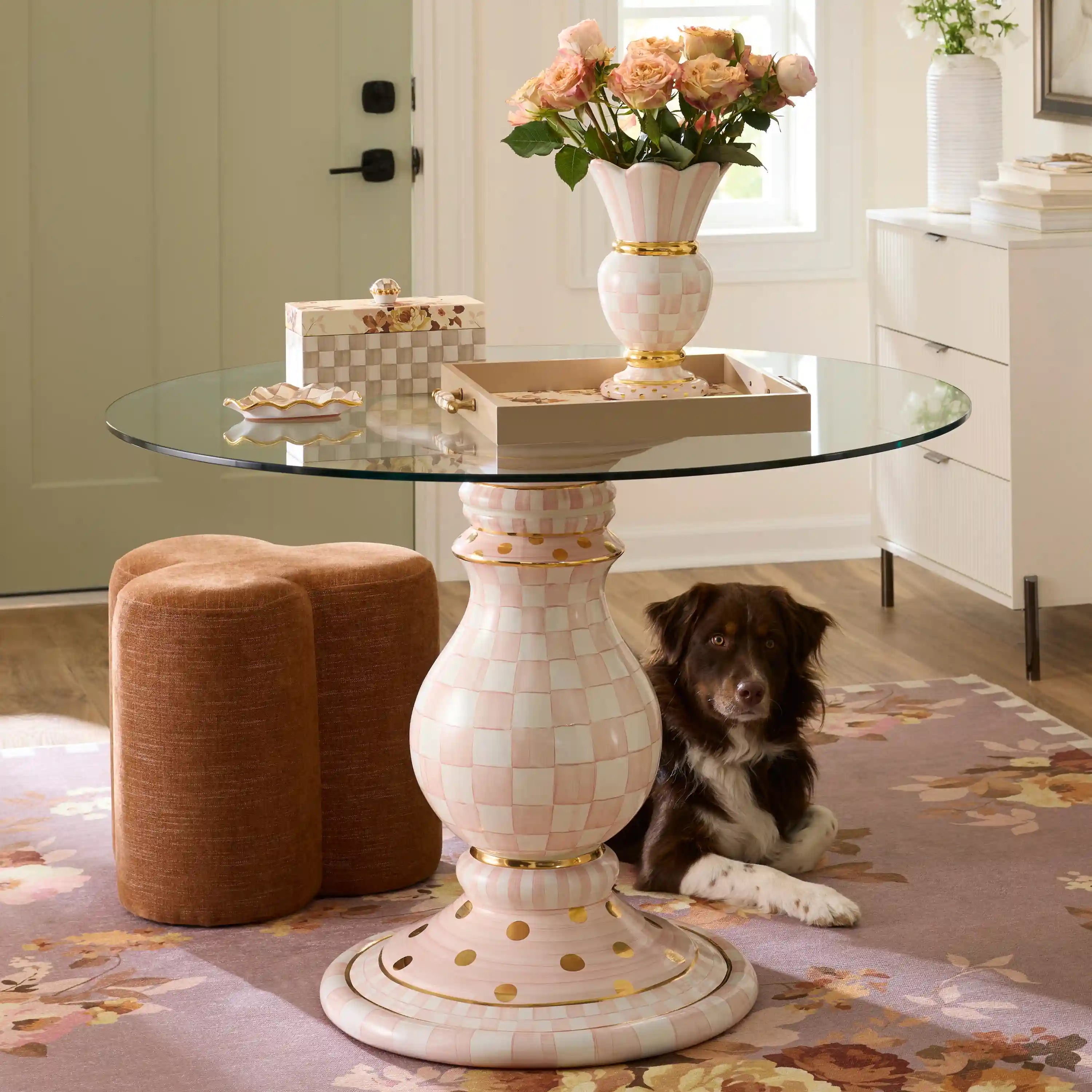 Courtly Check Ceramic Pedestal Table Base