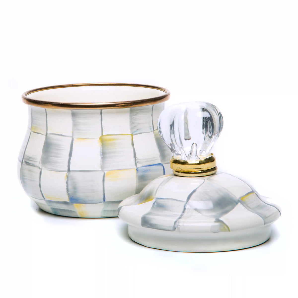 Violet Check Lidded Sugar Bowl