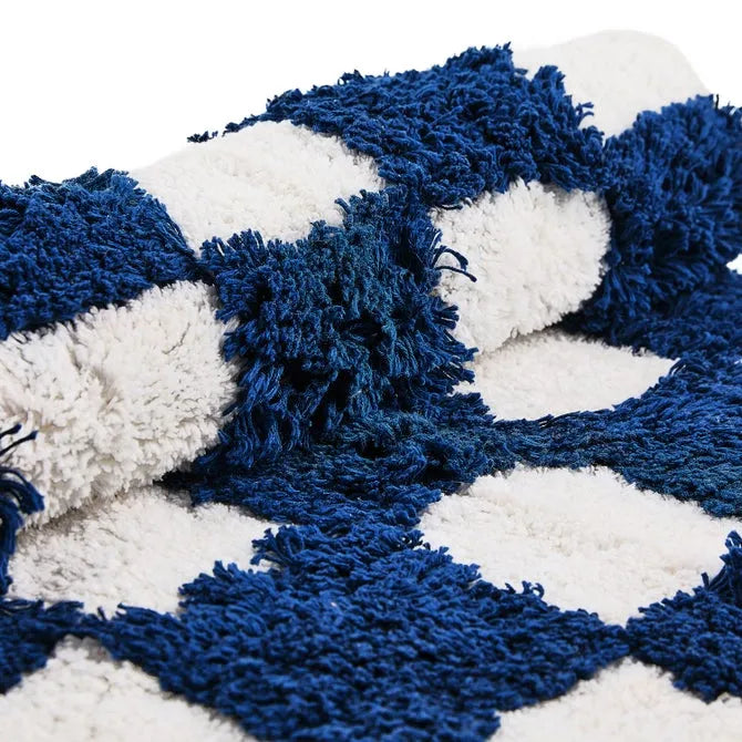 Checkerboard Indigo Bath Rug