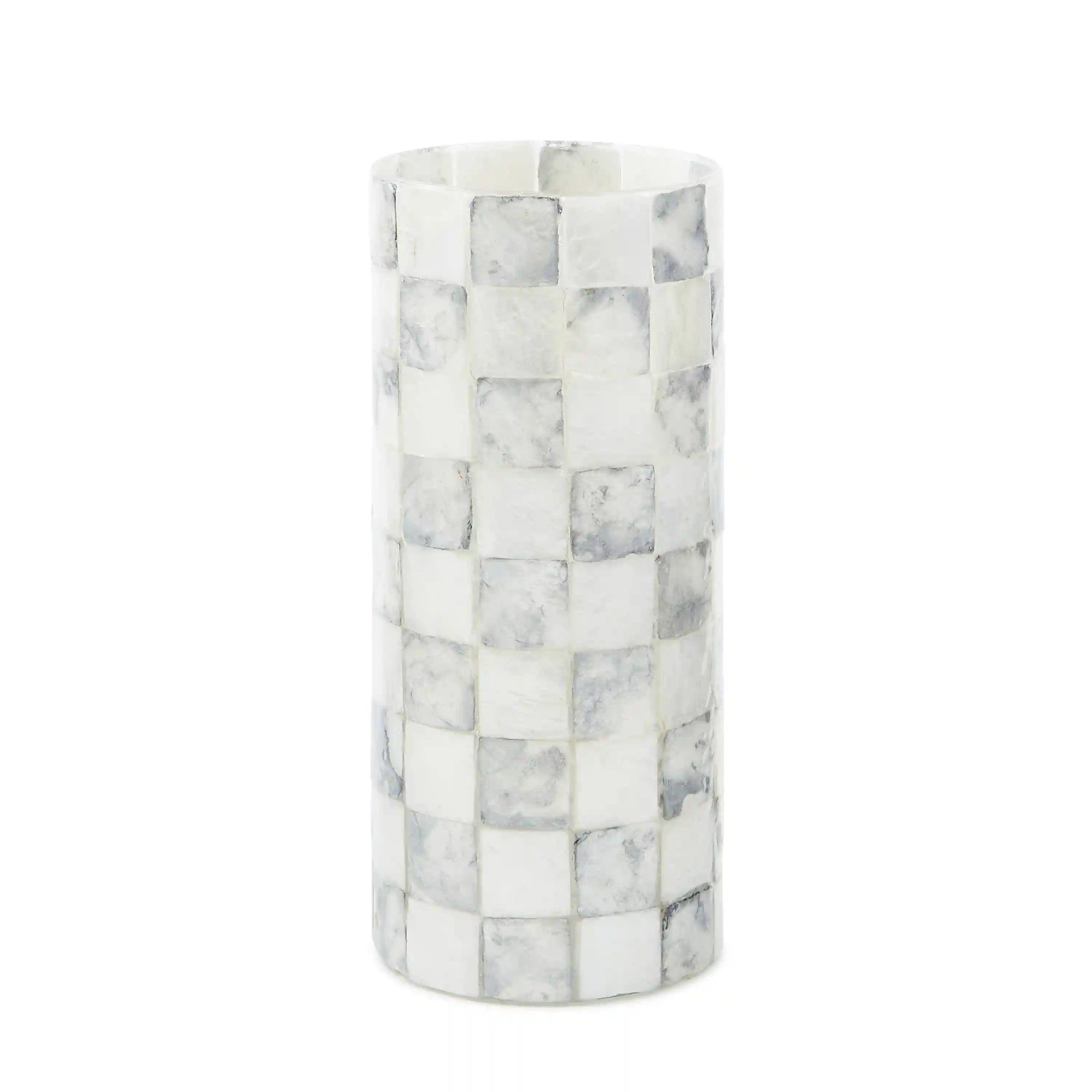 Violet Check Capiz Small Vase