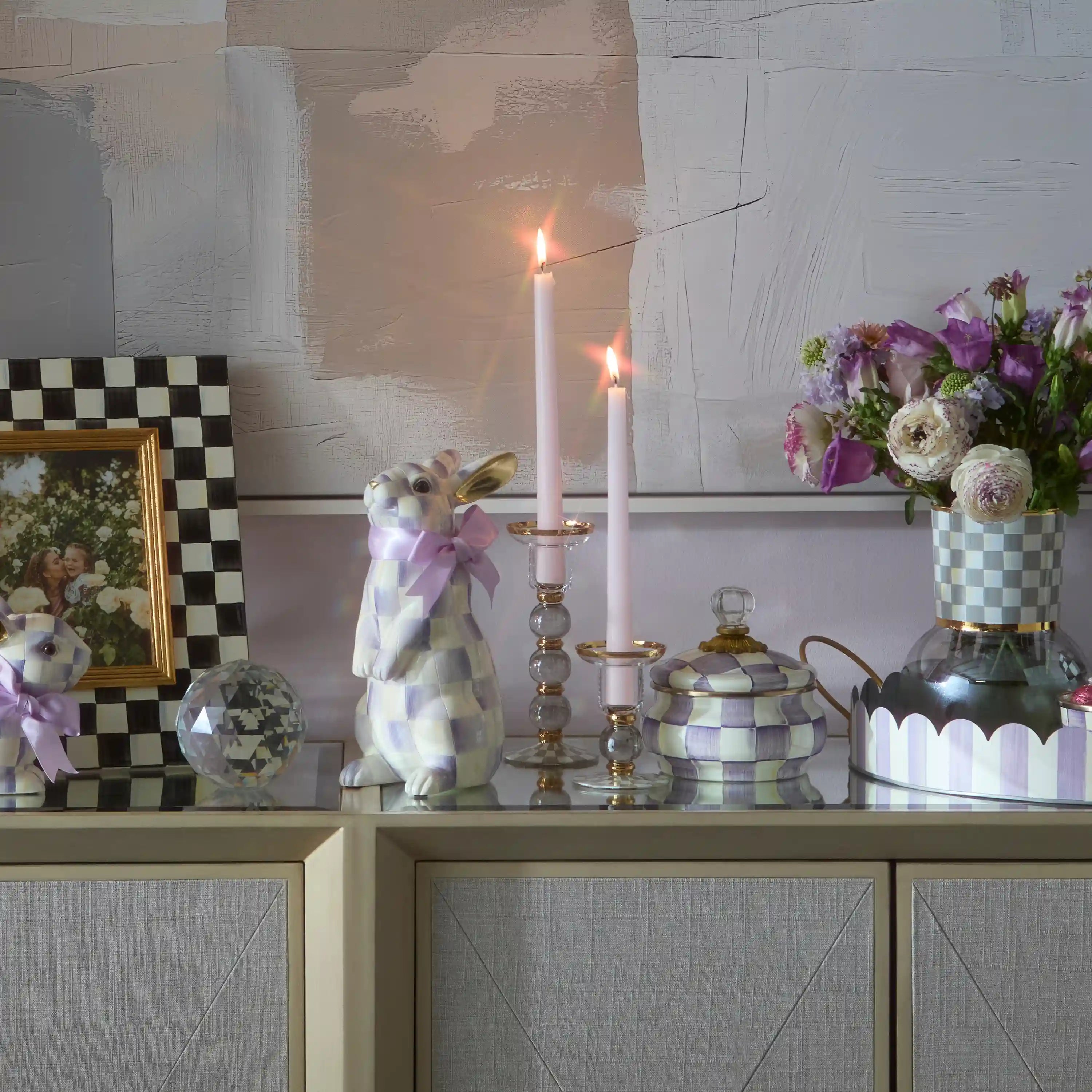 Rosy Check Large Glass Candlestick