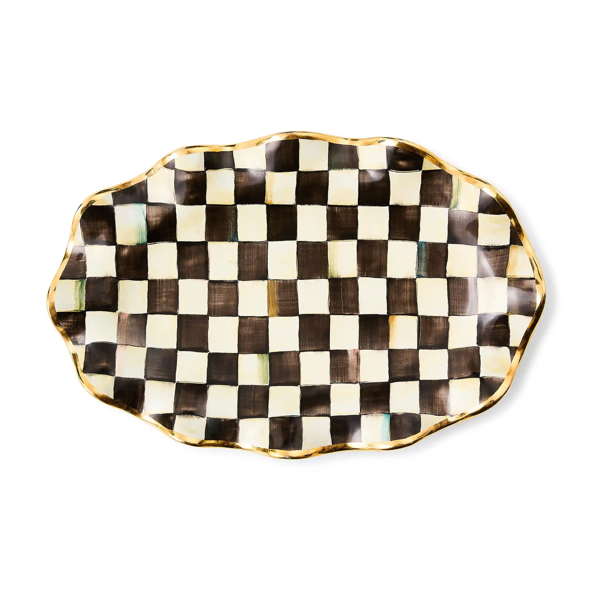 Rosy Check Ceramic Serving Platter