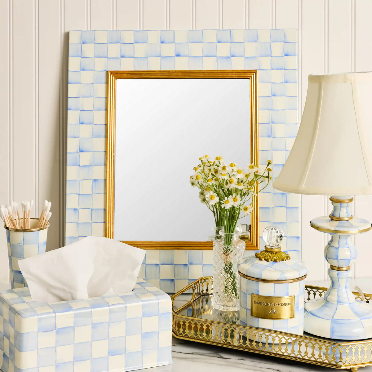 Sterling Check Enamel Wall Mirror