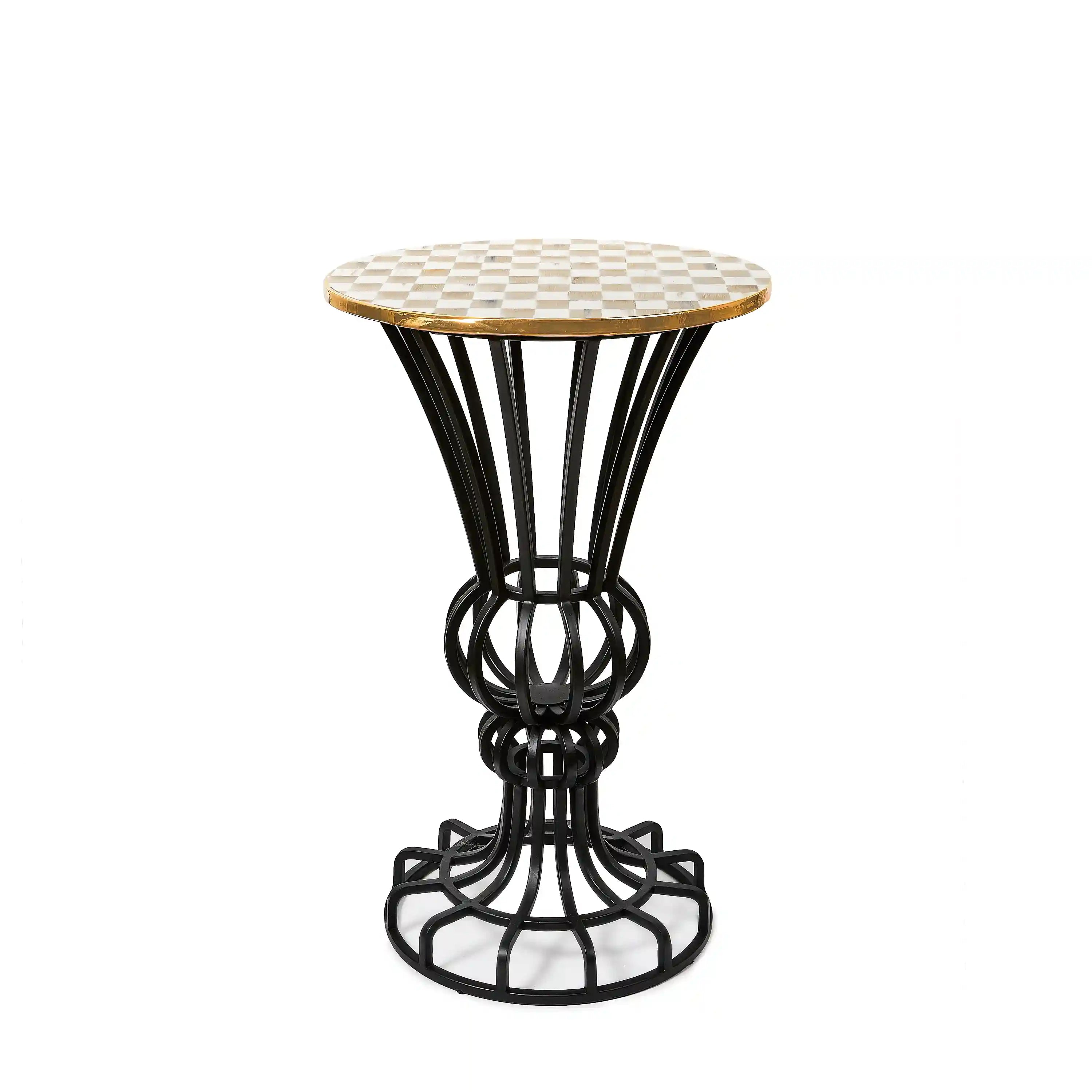 Rosy Check Pedestal Accent Table