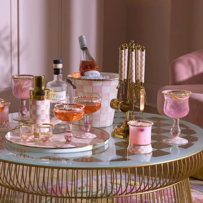Rosy Check Wine Glass