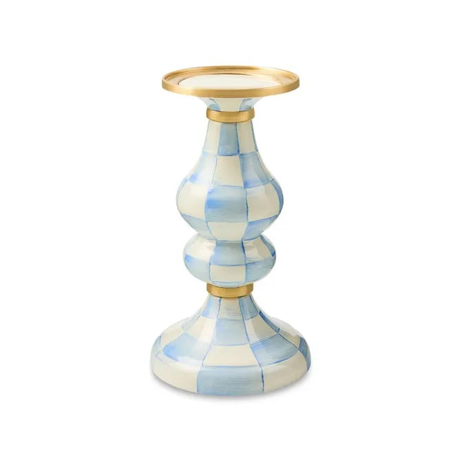 Sky Check Medium Pillar Candlestick