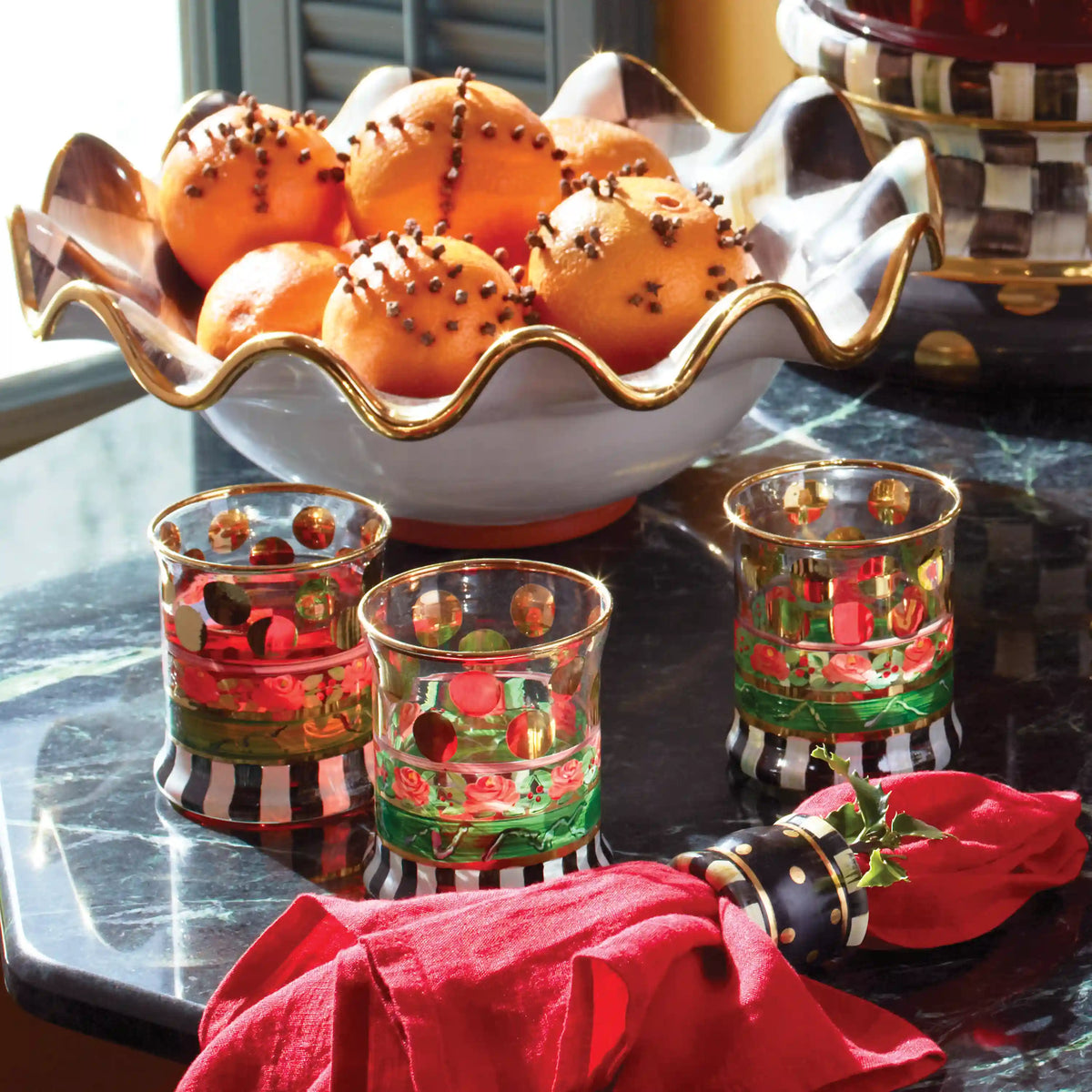Courtly Check Medium Ceramic Fluted Serving Bowl