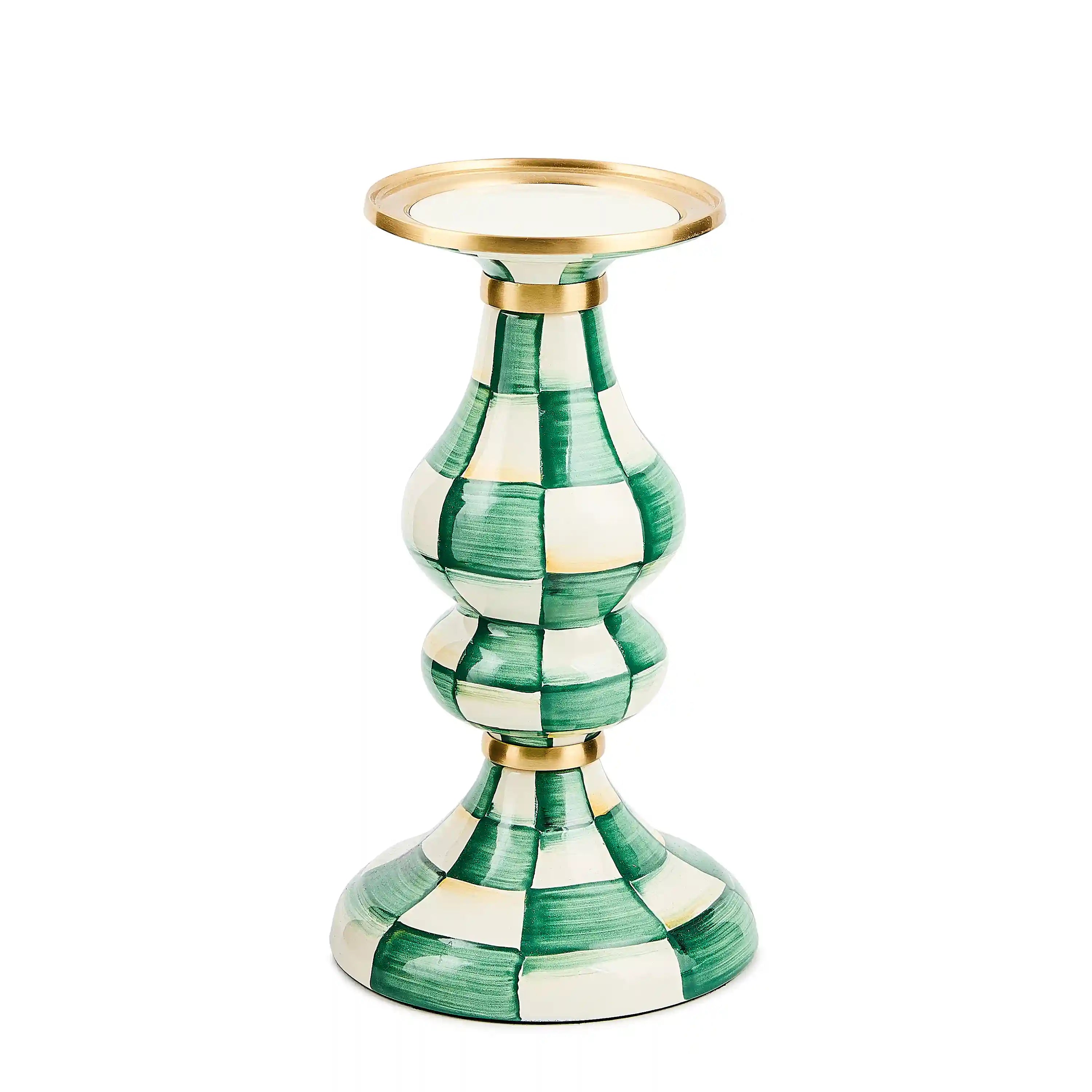 Violet Check Large Pillar Candlestick