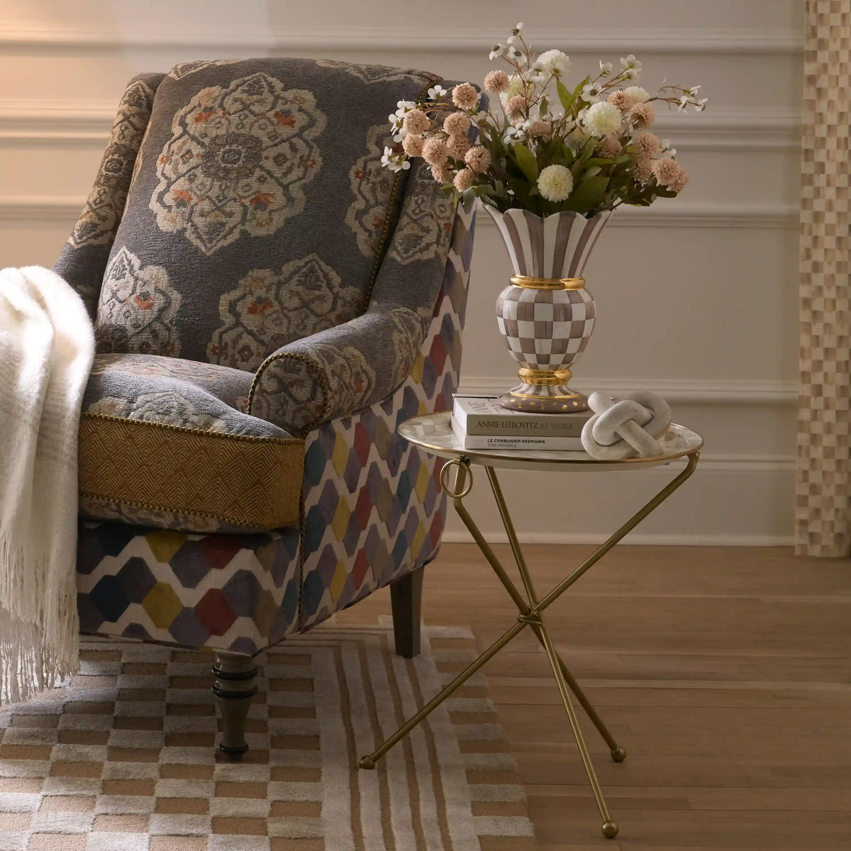 Rosy Check Enamel Tilt Accent Table