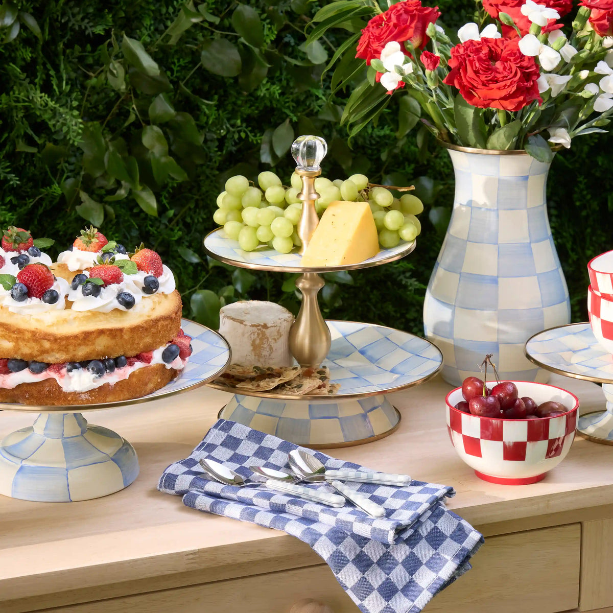 Violet Check Two Tier Sweet Stand