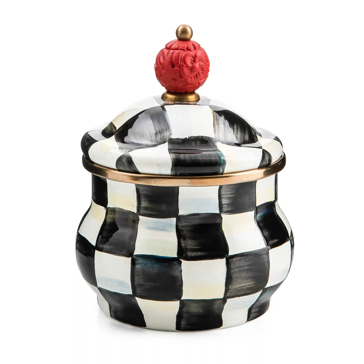 Mocha Check Lidded Sugar Bowl