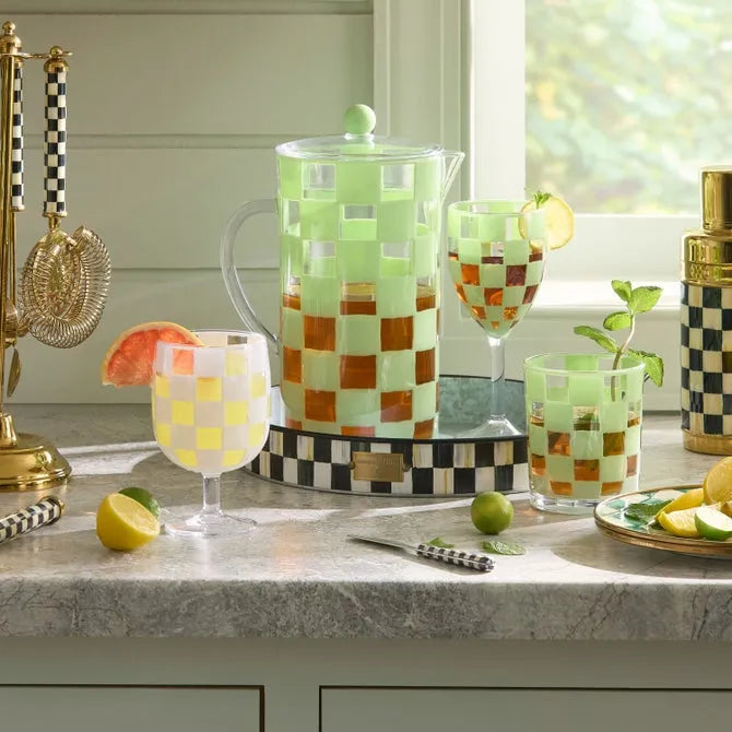 Green Check Acrylic Pitcher