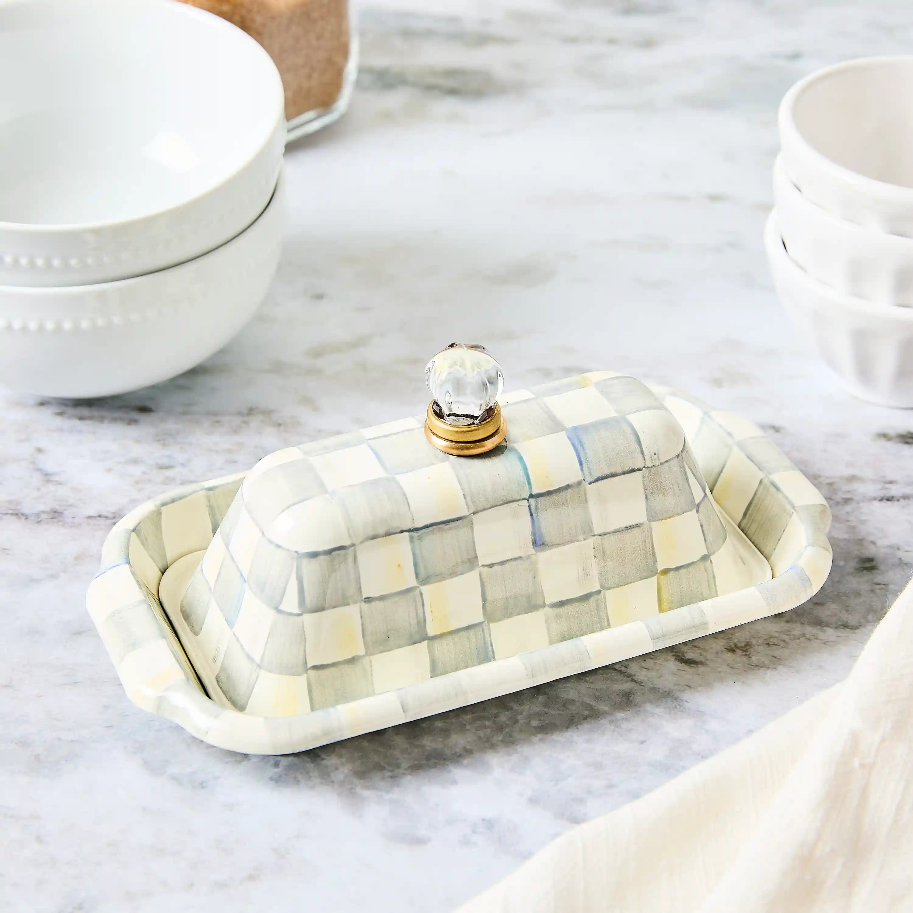 Mocha Check Butter Box