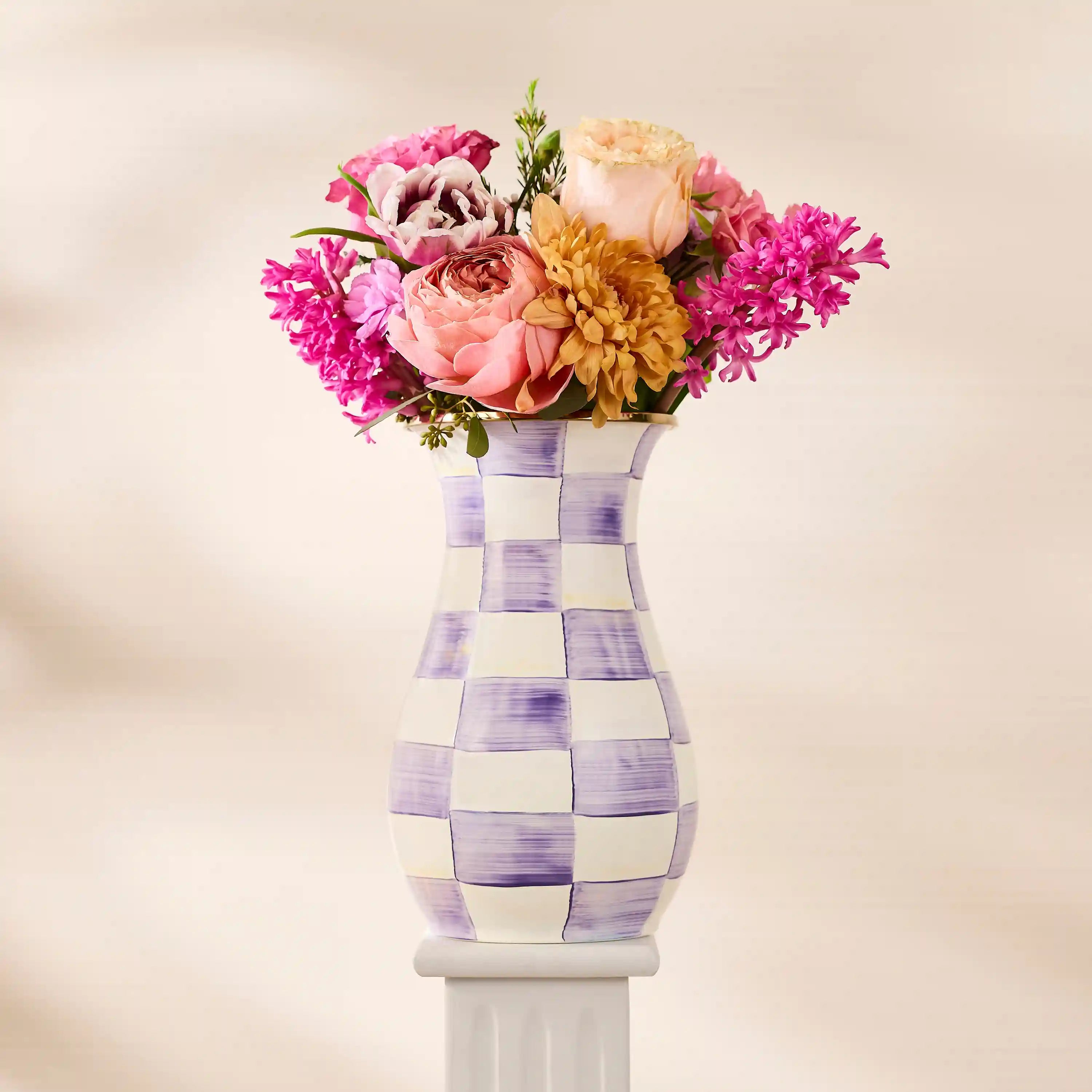 Violet Check Tall Vase