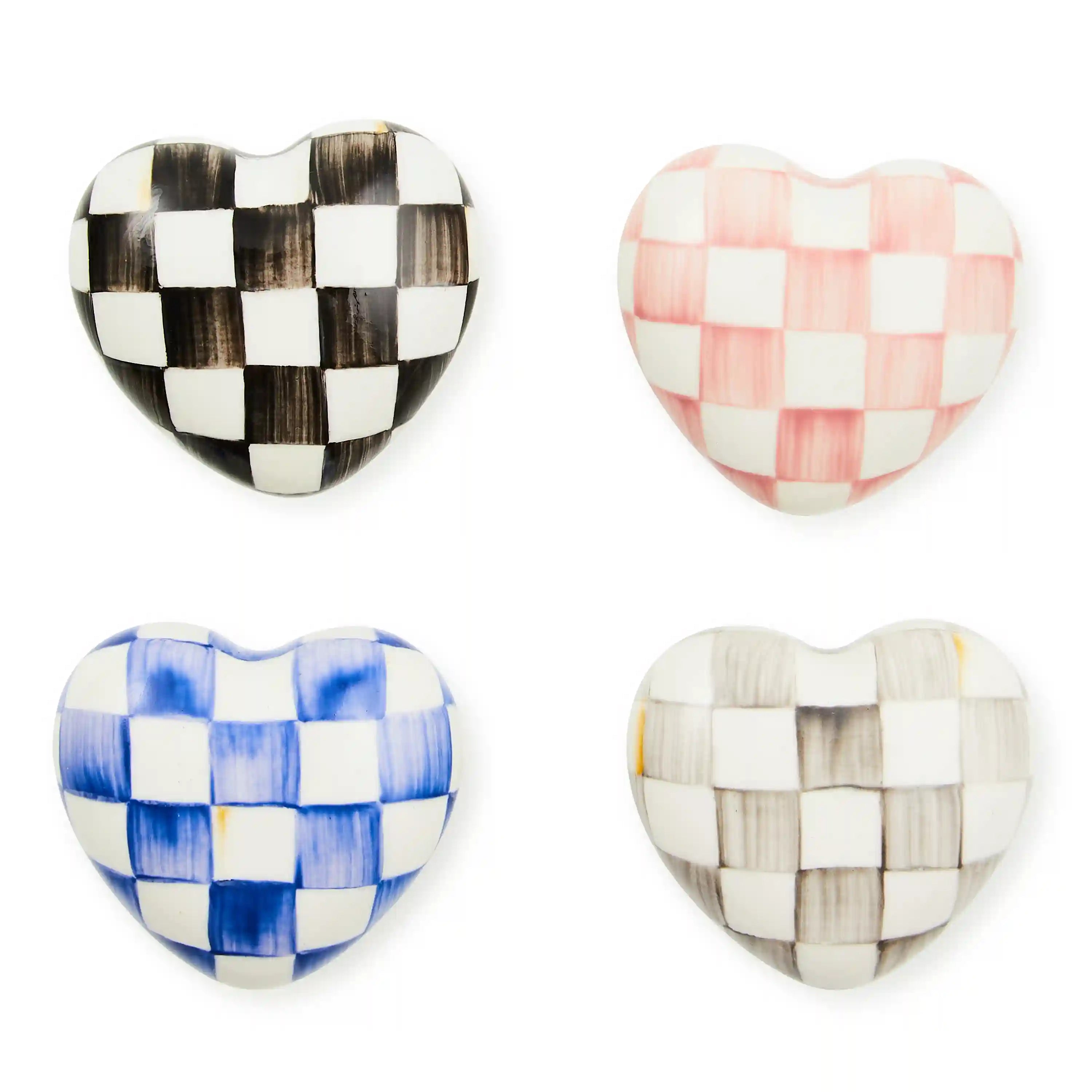 Violet Check Heart Knob