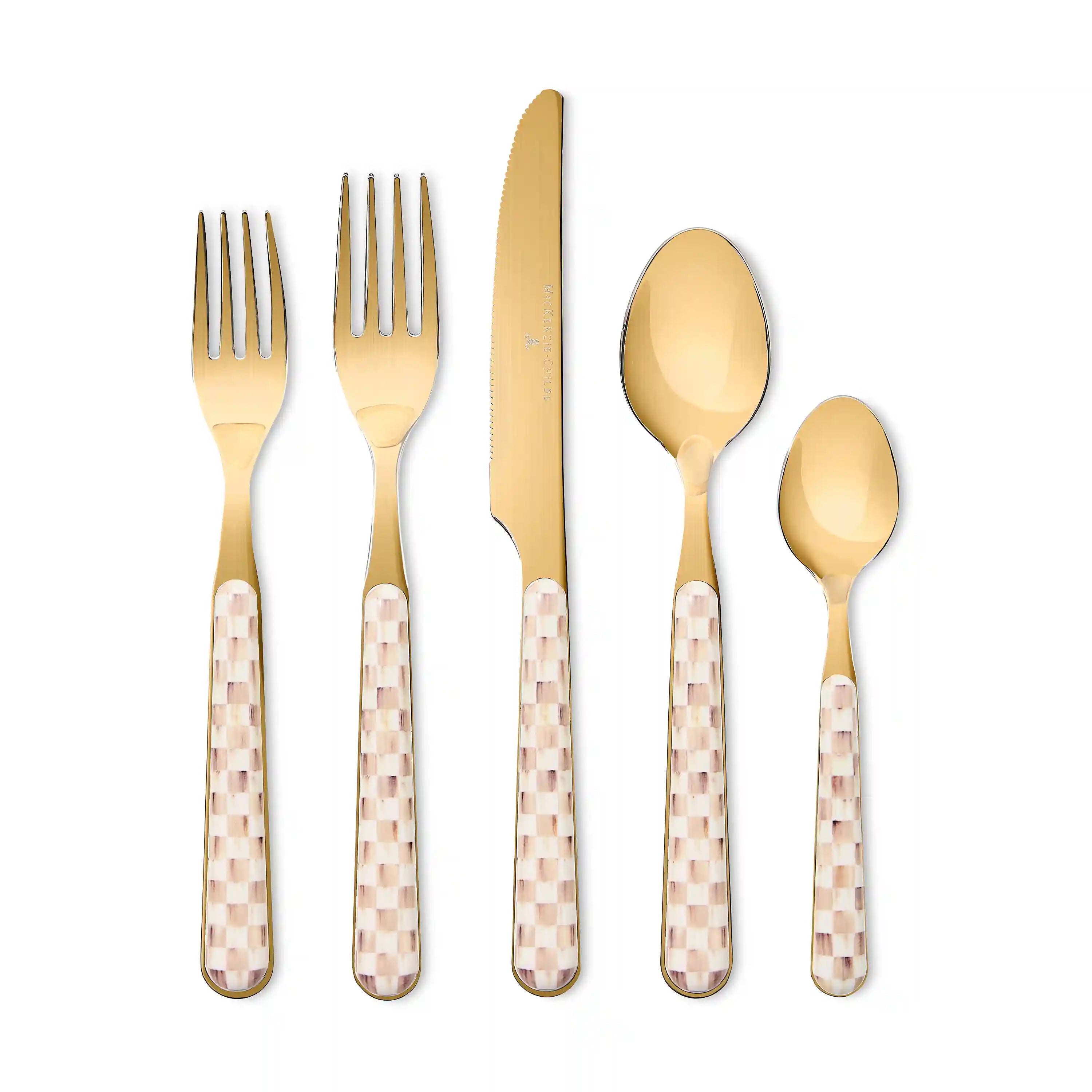 Sterling Check Bistro Flatware 5 Piece Place Setting