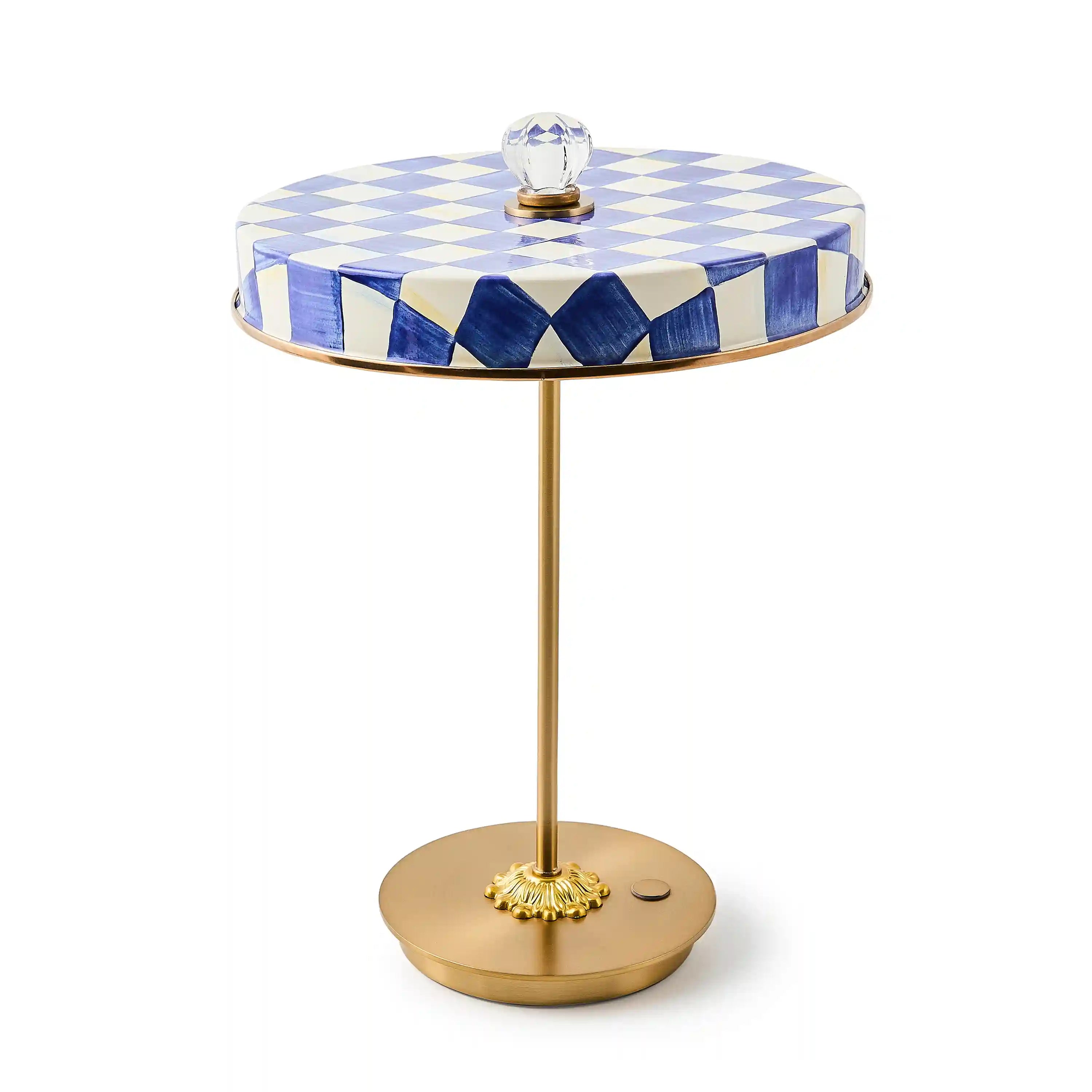 Courtly Check LED Rechargeable Disk Table Lamp