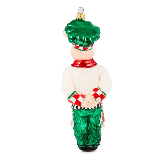 Check It Out Chef Pig Glass Ornament
