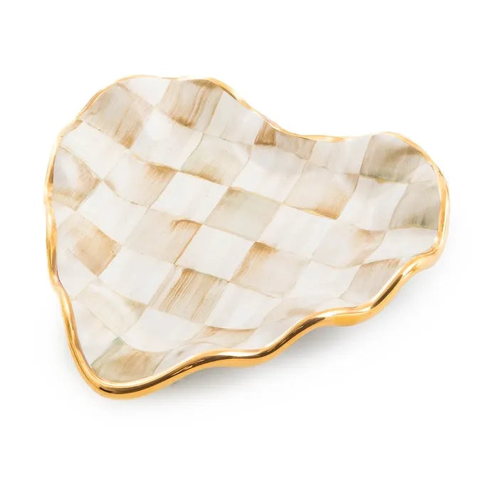 Parchment Check Fluted Heart Plate