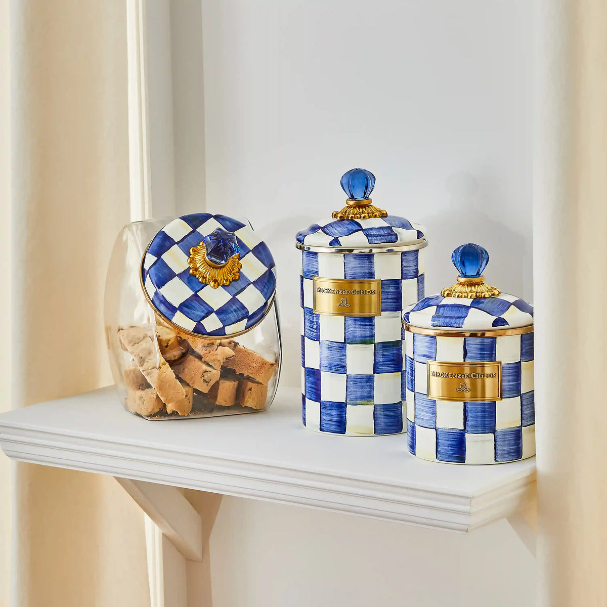 Cookie Jar with Emerald Check Lid