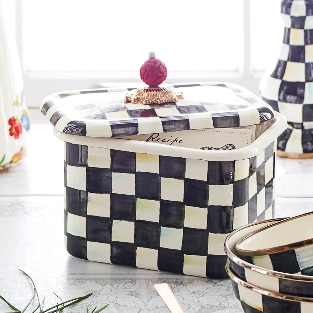 Emerald Check Recipe Box