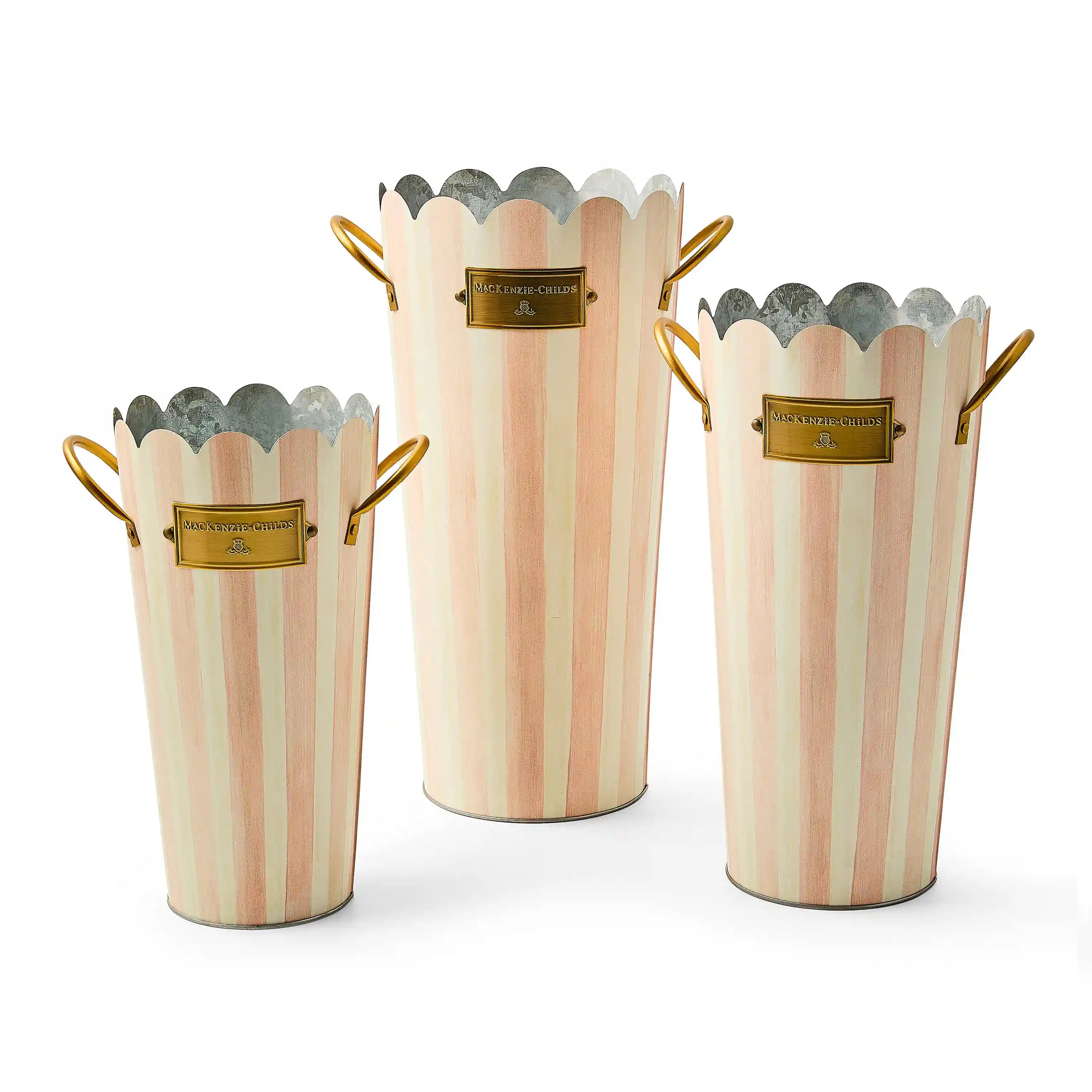 Courtly Stripe Flower Buckets, Set of 3